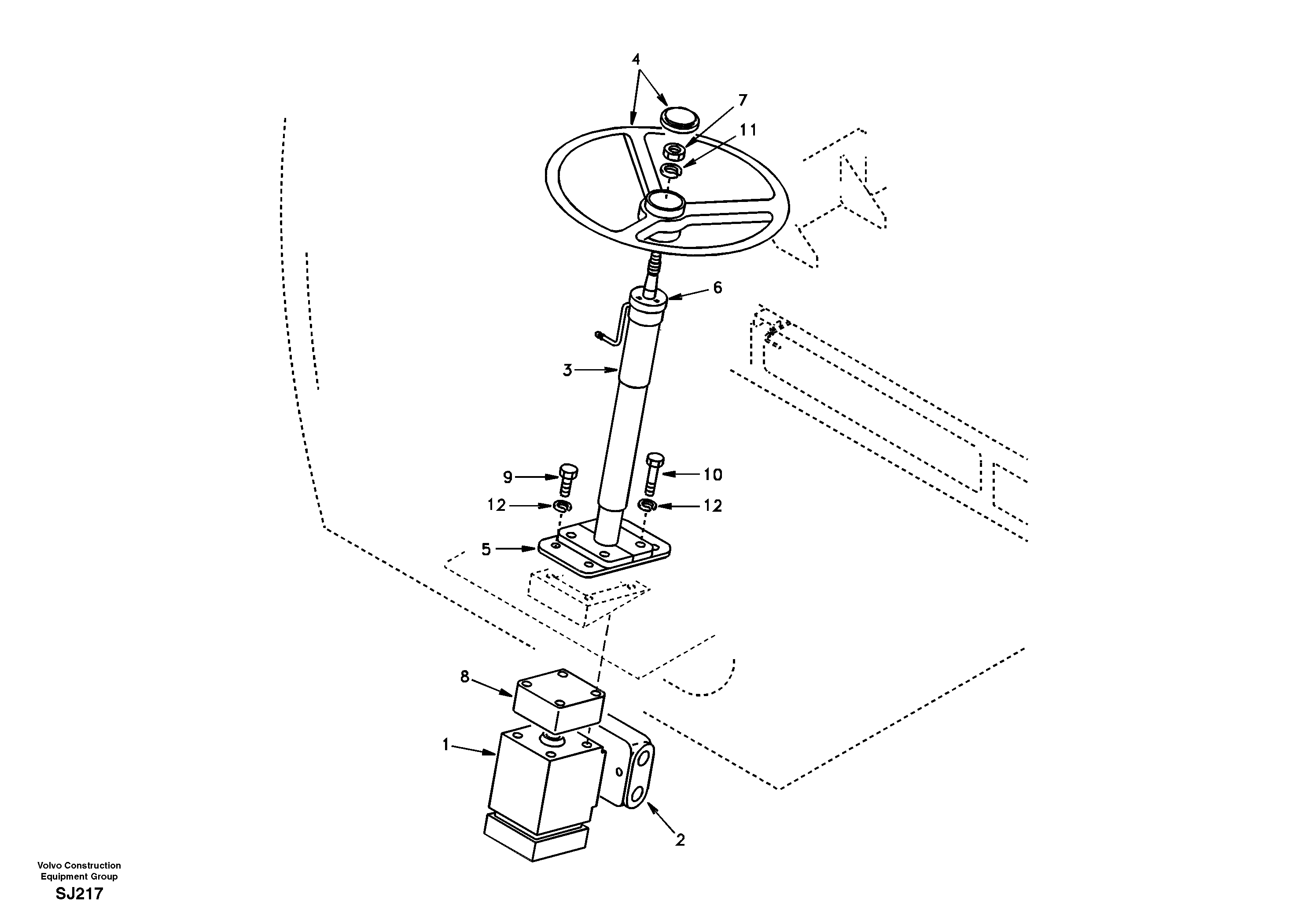 Steering wheel and column — volvo parts diagram