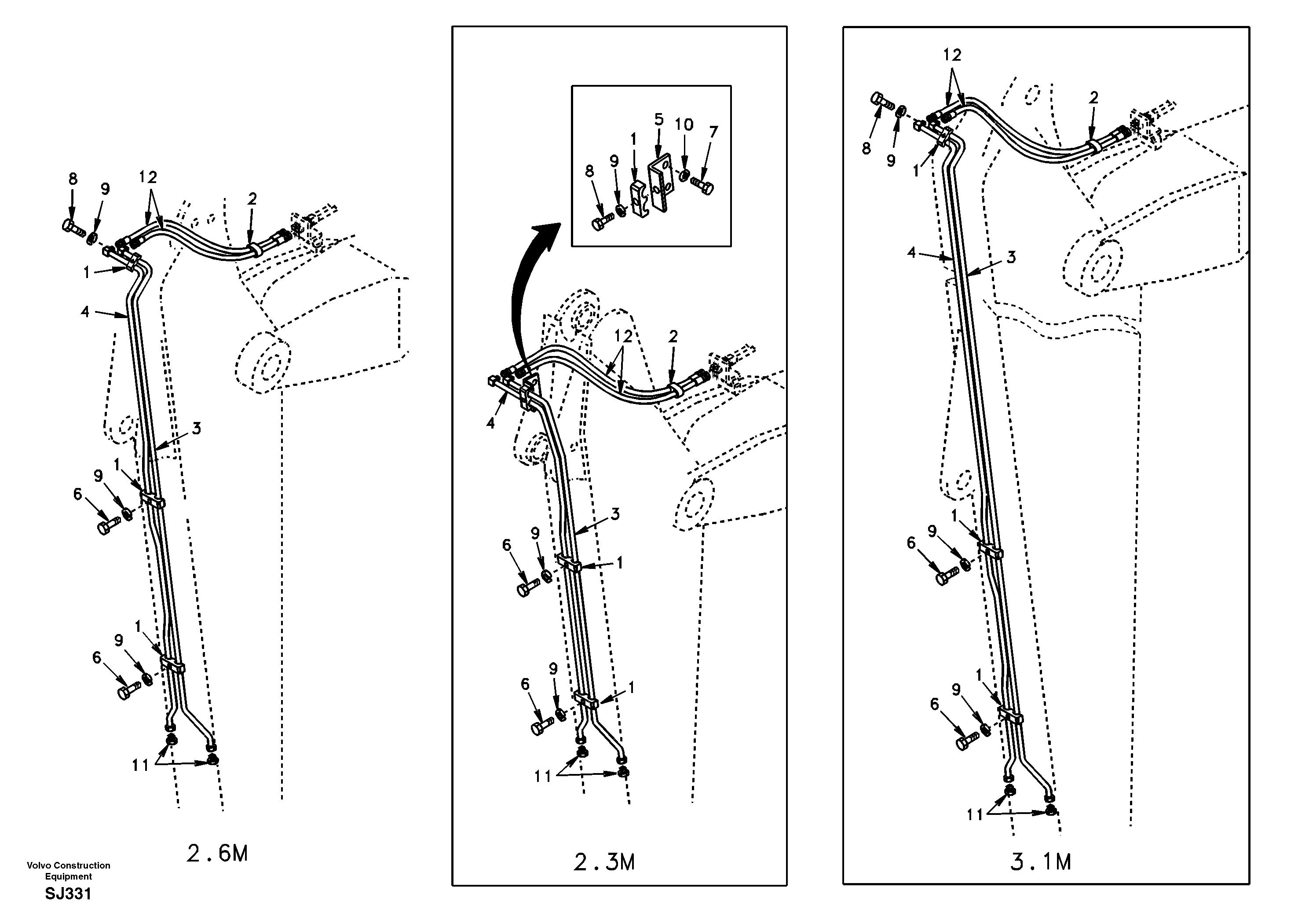 Rotator hydraulic, dipper arm — volvo parts diagram