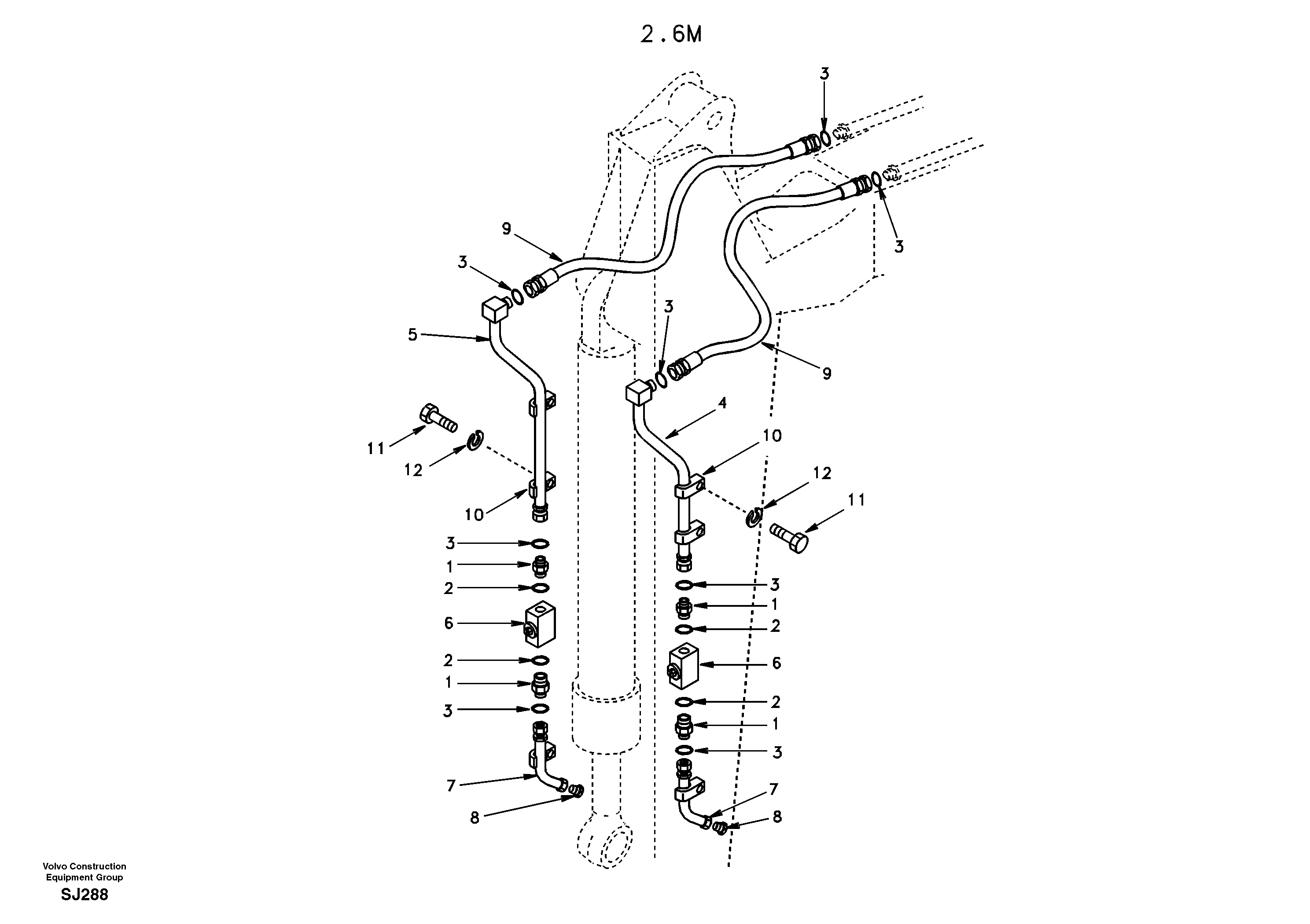 Working hydraulic, hammer and shear for dipper arm  SER NO 3001-3030 — volvo parts diagram