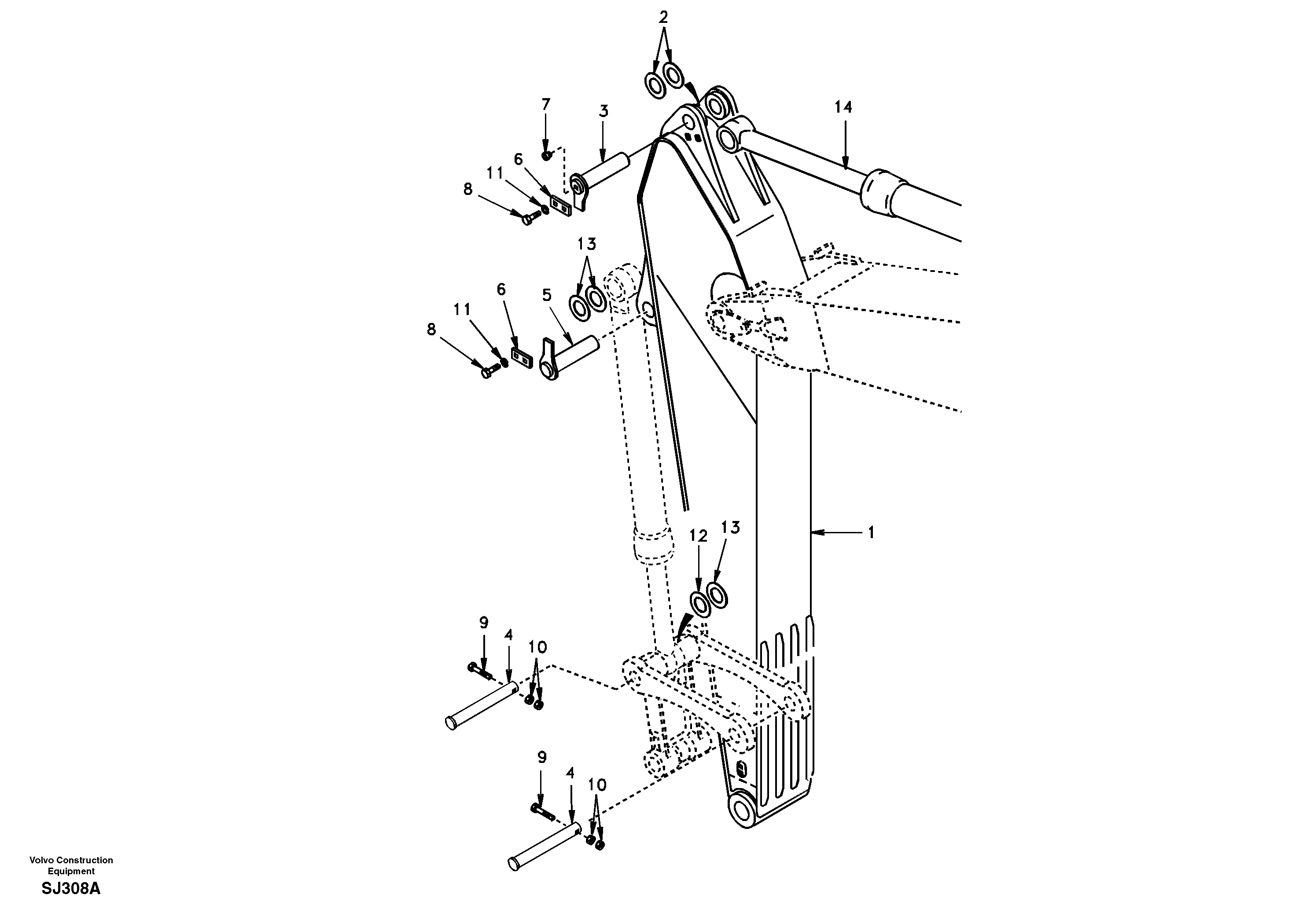 Links to dipper arm  EK52A001 USA/EUROPE,STD — volvo parts diagram