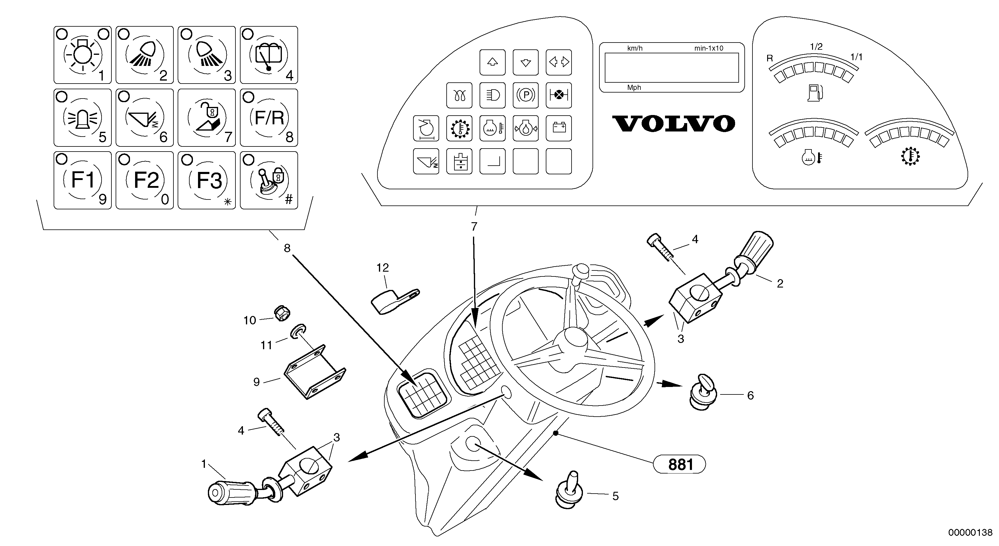 Instruments panel — volvo parts diagram