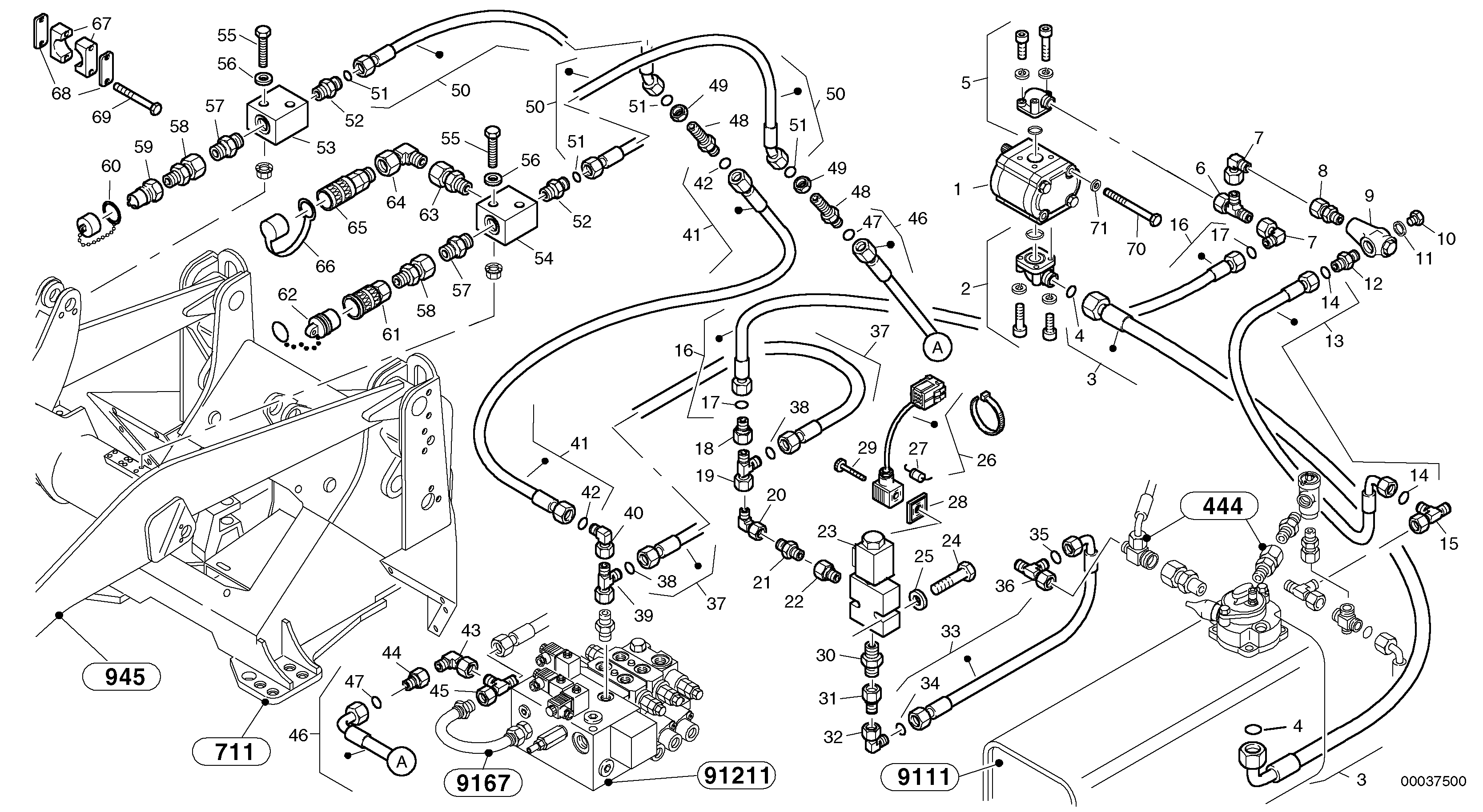 Auxil. pump with lines — volvo parts diagram
