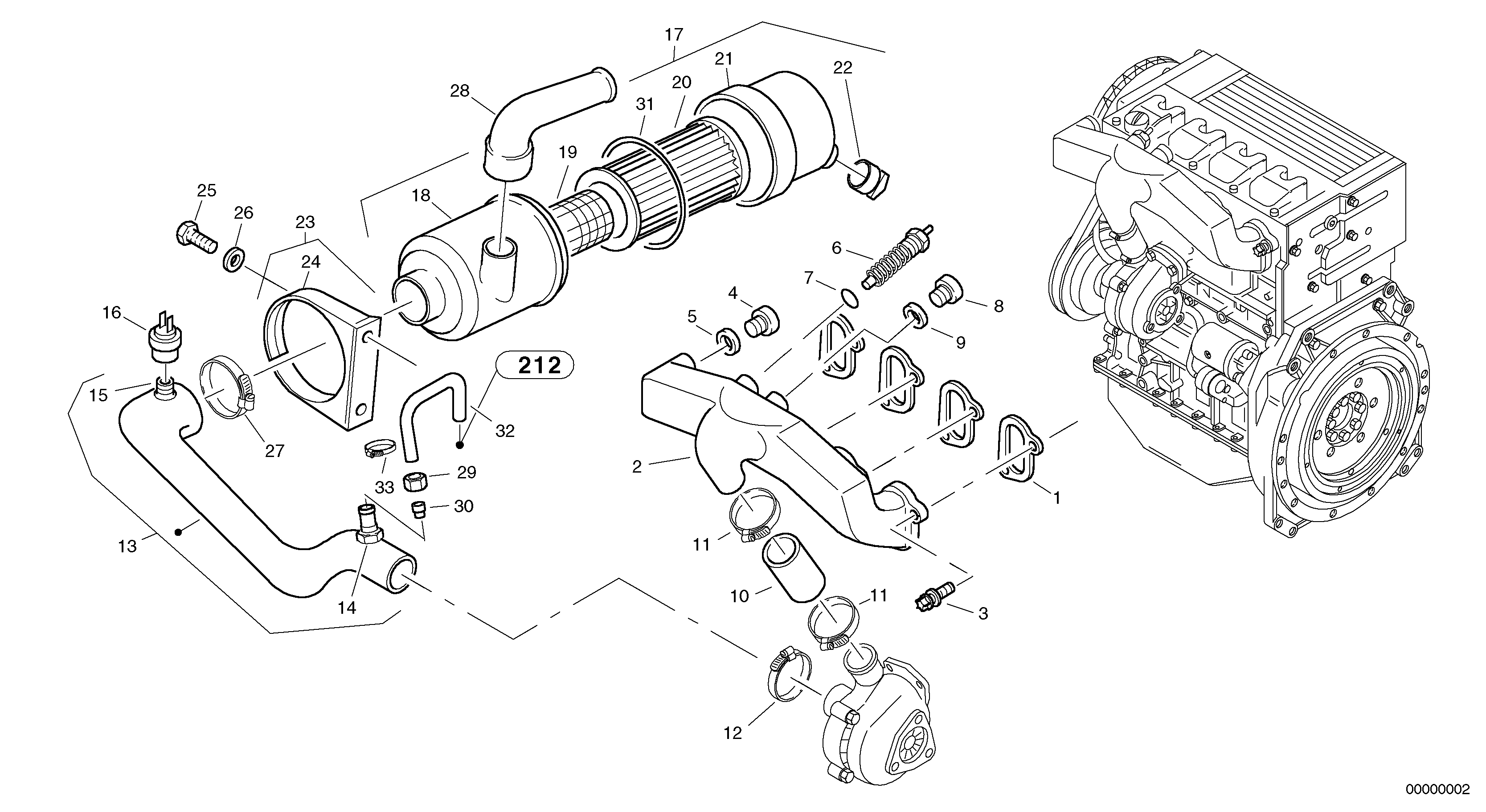 Suction system, filter — volvo parts diagram