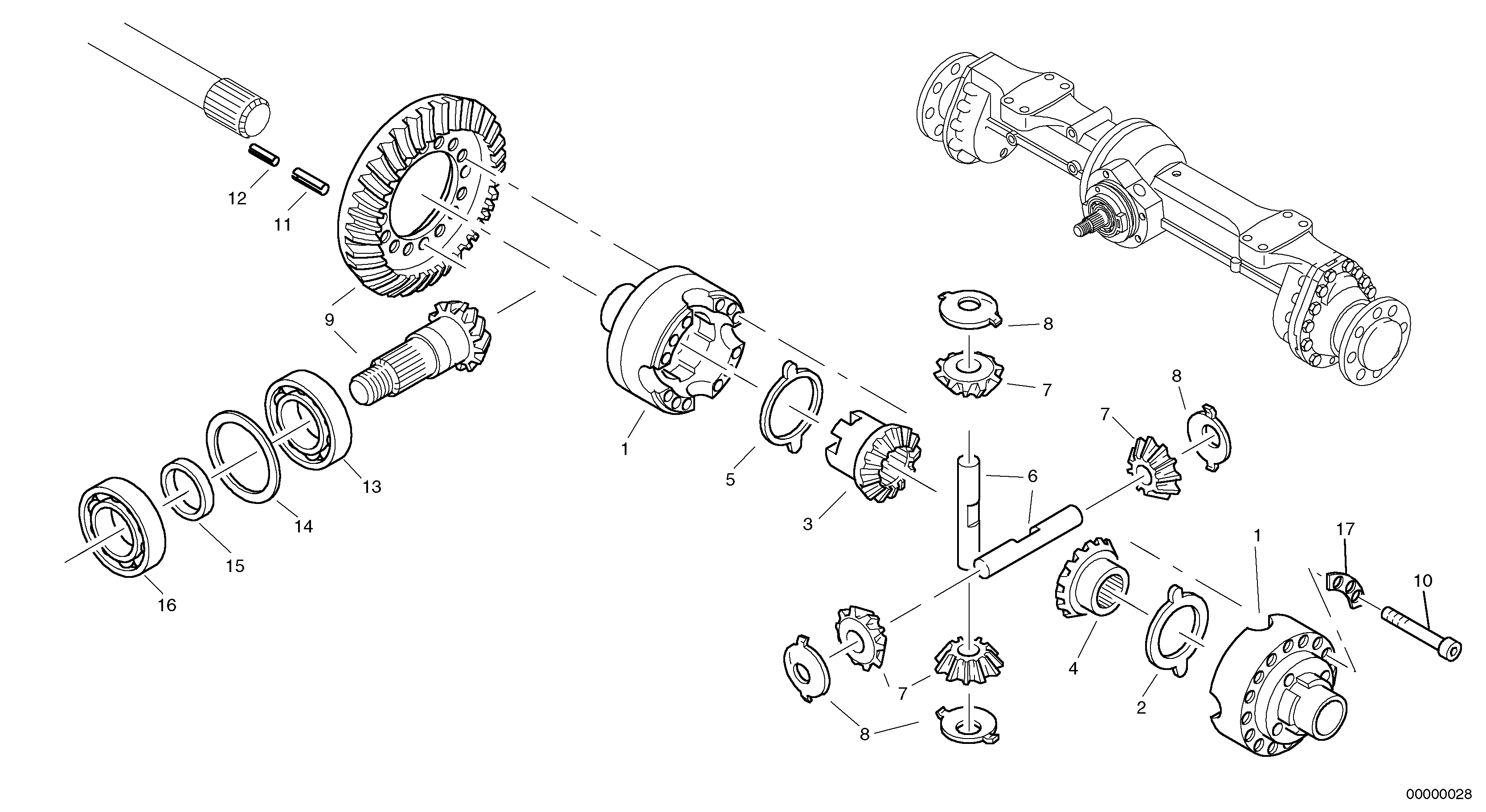 Differential carrier - assy rear axle - — volvo parts diagram