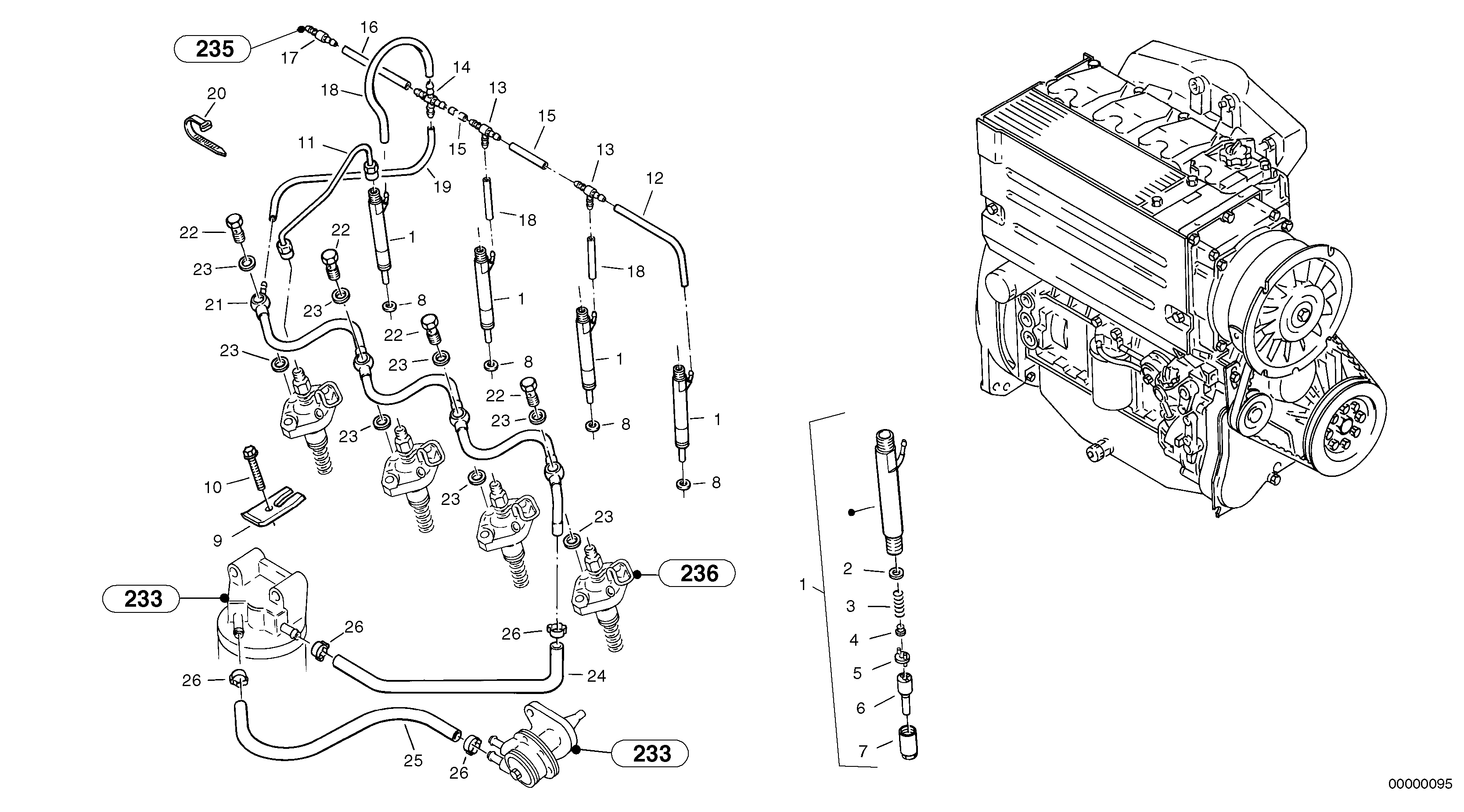 Injection pipes, Injection valve — volvo parts diagram