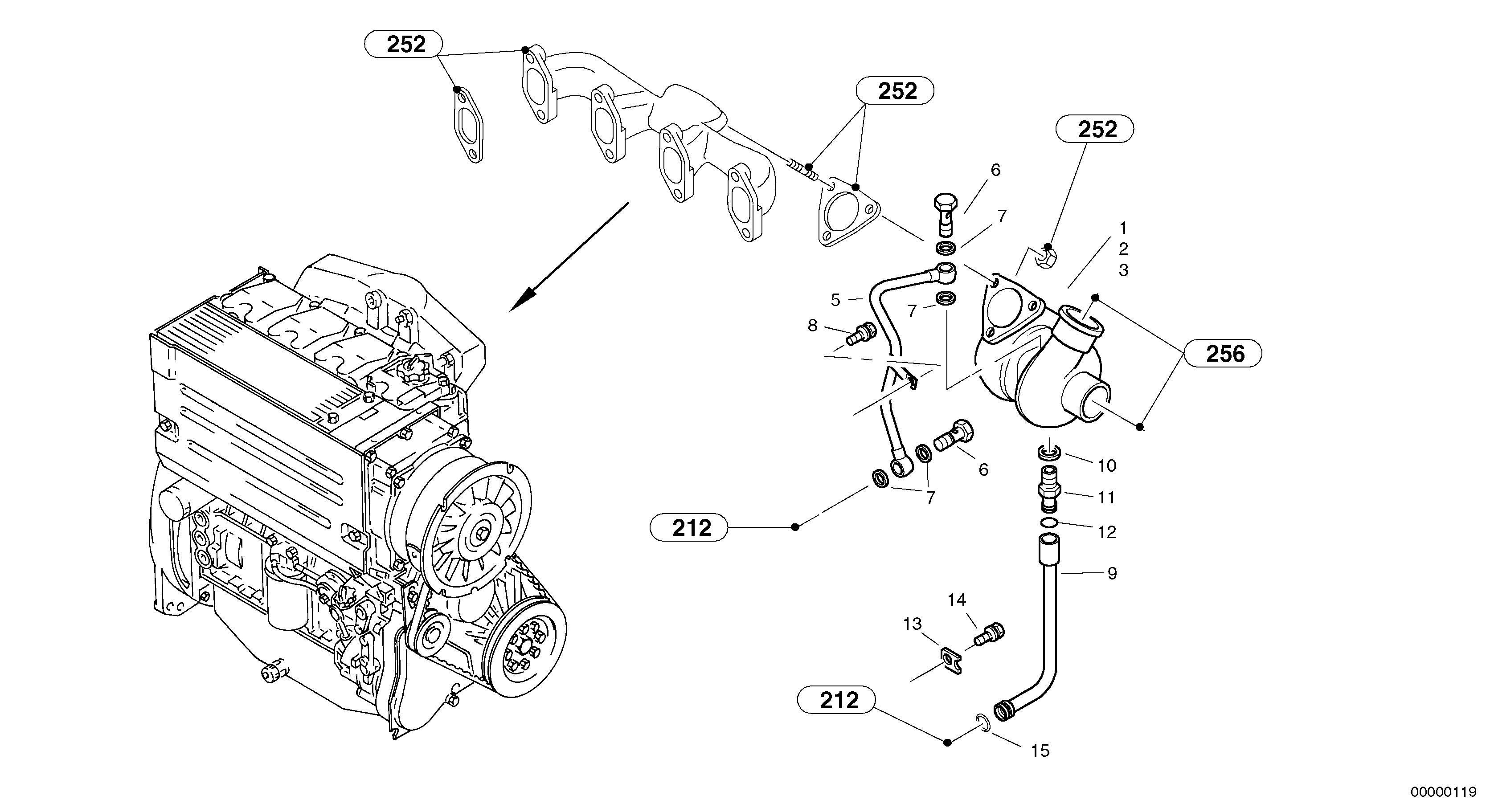 Exhaust turbo - super charger — volvo parts diagram
