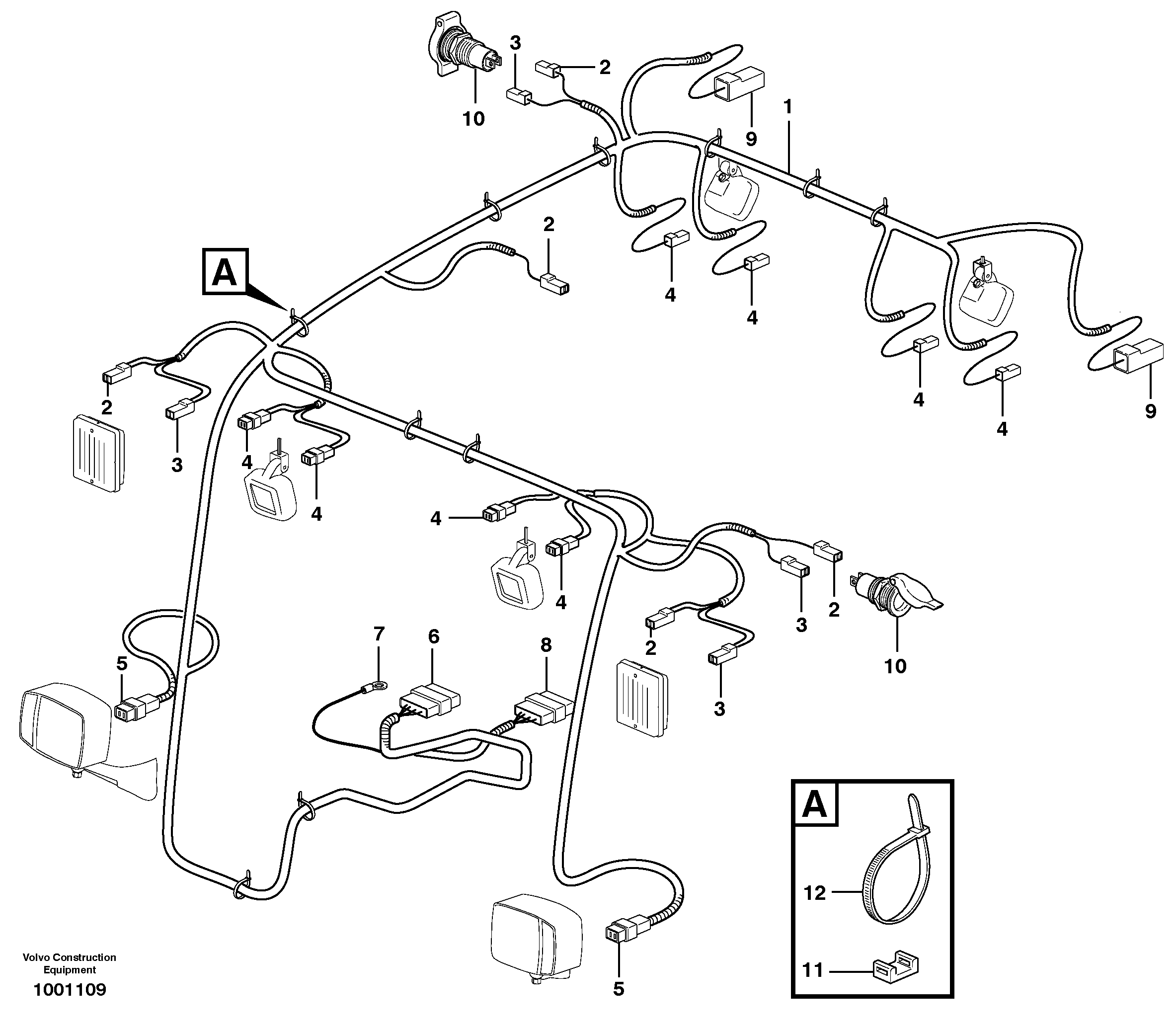 Cable Harness Lighting Cab Ext.  SER NO -10704 — volvo parts diagram