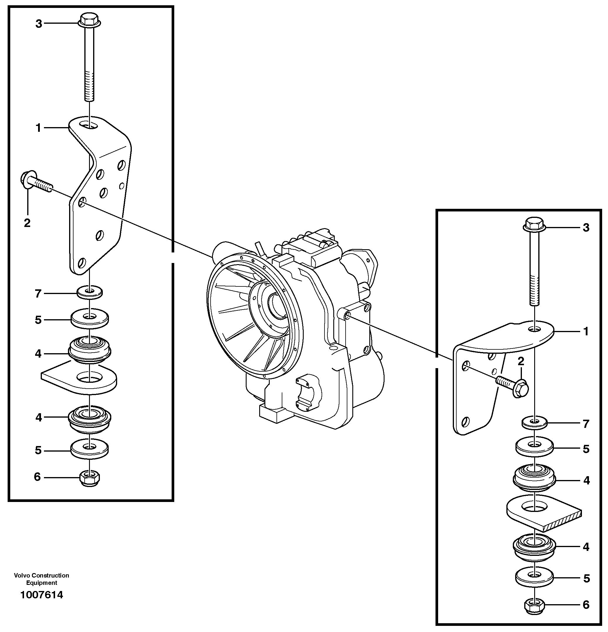 Gear box housing with fitting parts  11891209, 11891255, 11891224 — volvo parts diagram
