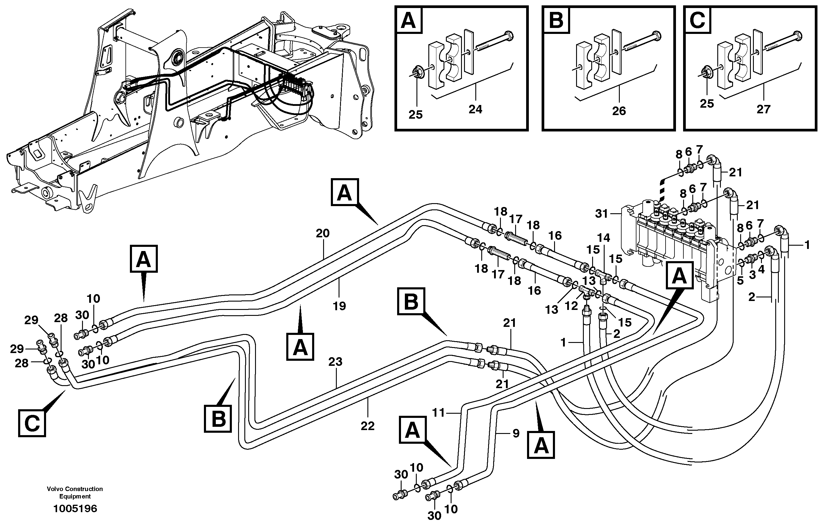 Hydraulics loader (lift & tilt) — volvo parts diagram