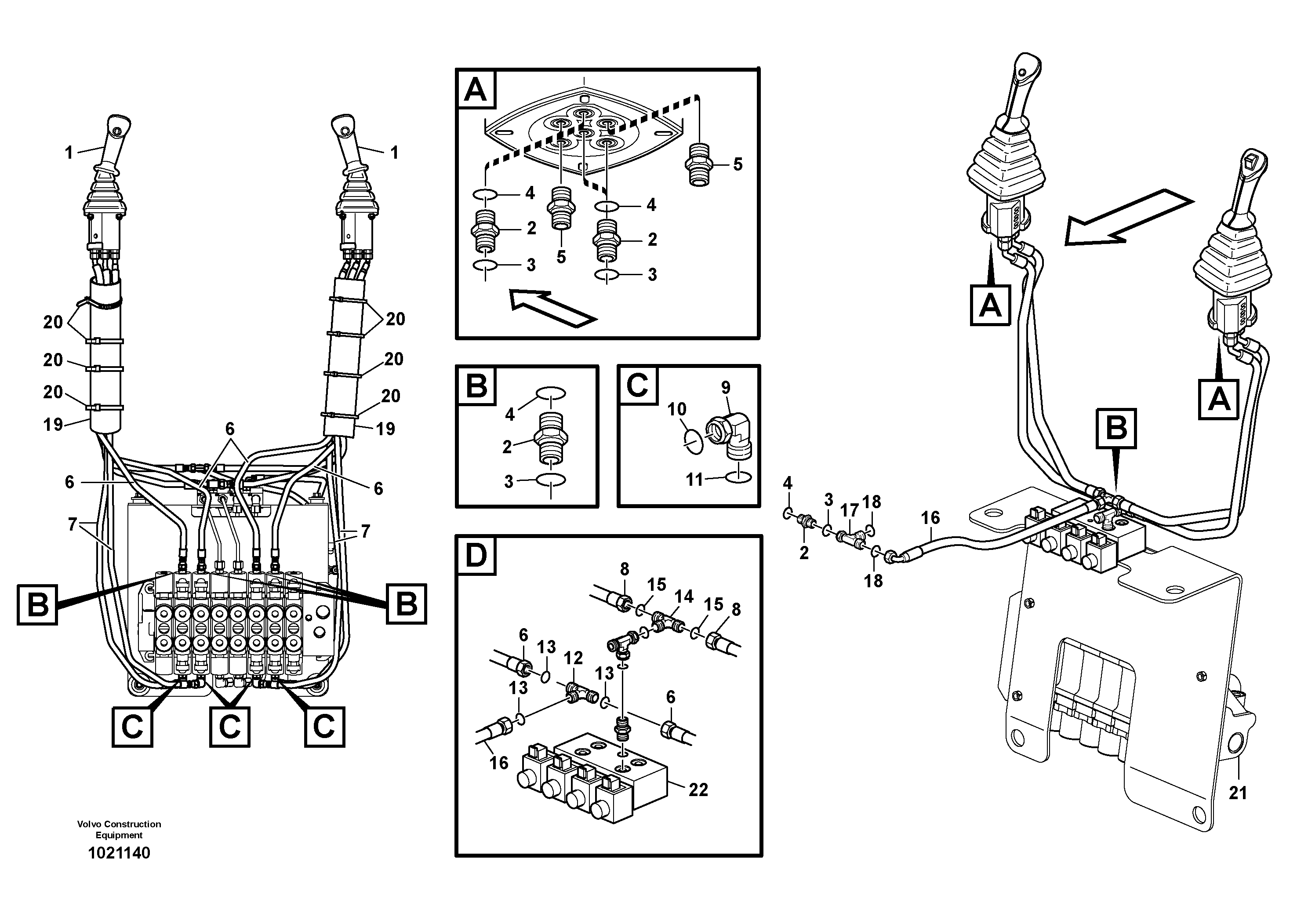 Excavator Controls SAE  11891507, 11891510 — volvo parts diagram