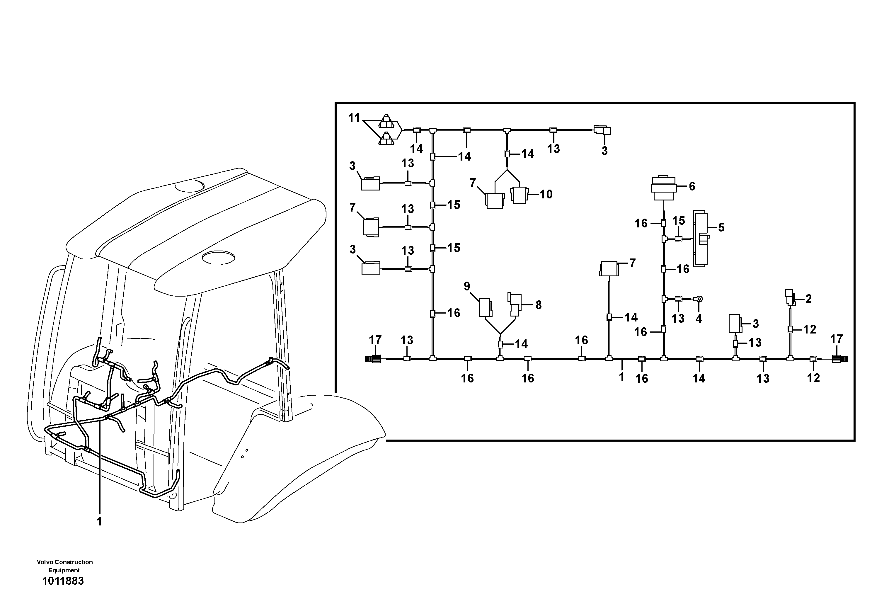 Cable harness, panel  11891255 — volvo parts diagram