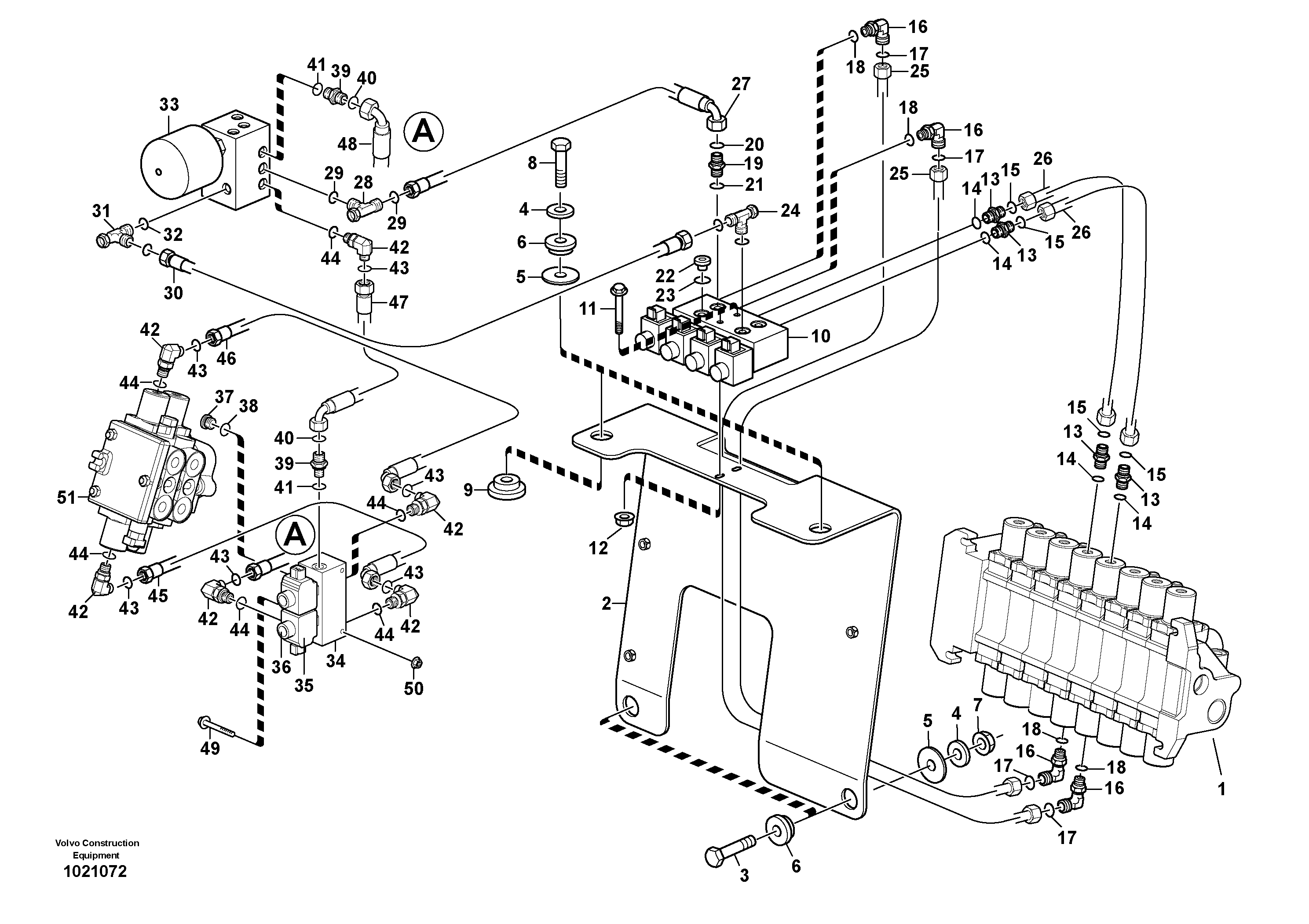 Hydraulic system pilot excavator controls — volvo parts diagram