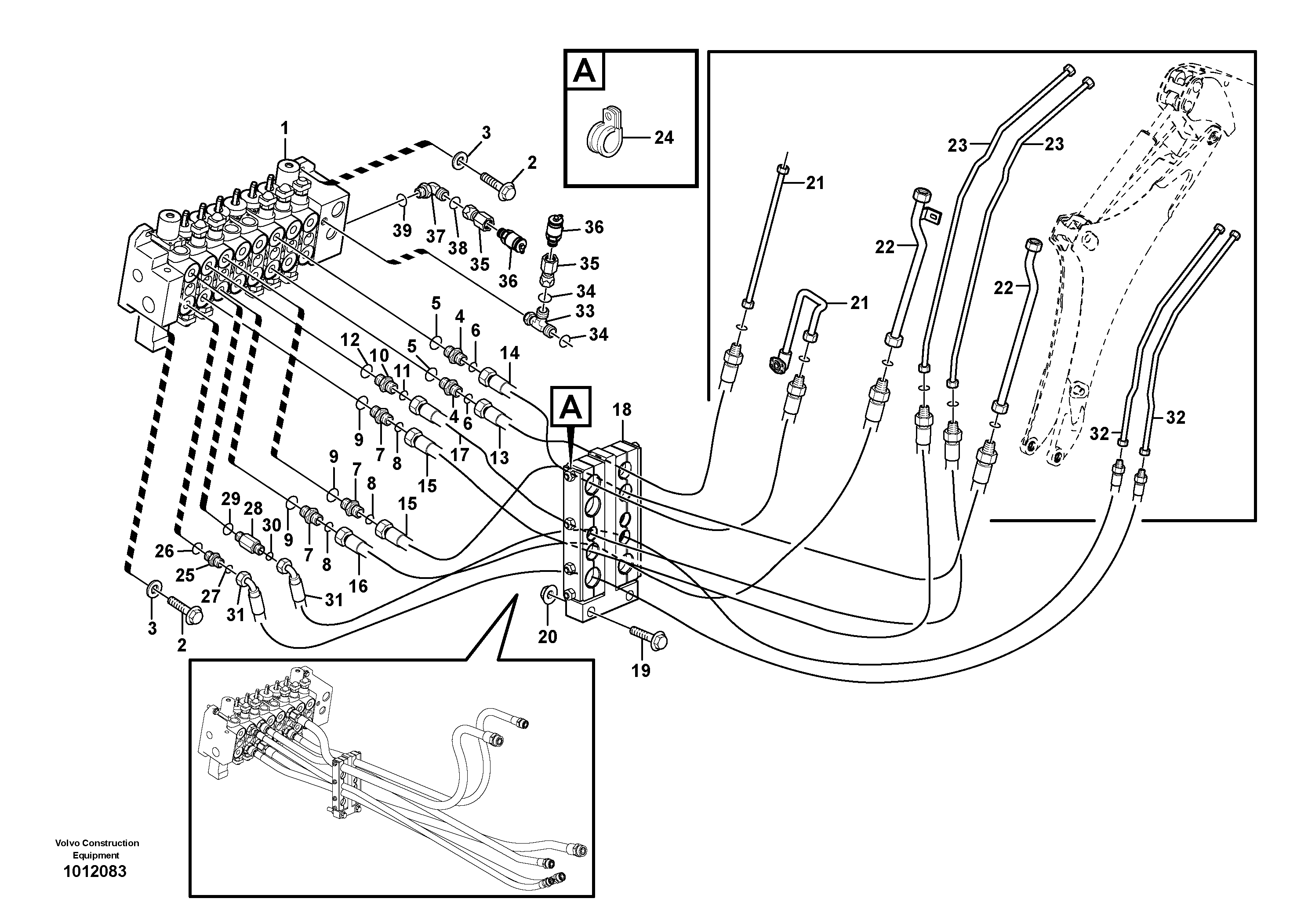 Hydraulic system, excavator — volvo parts diagram