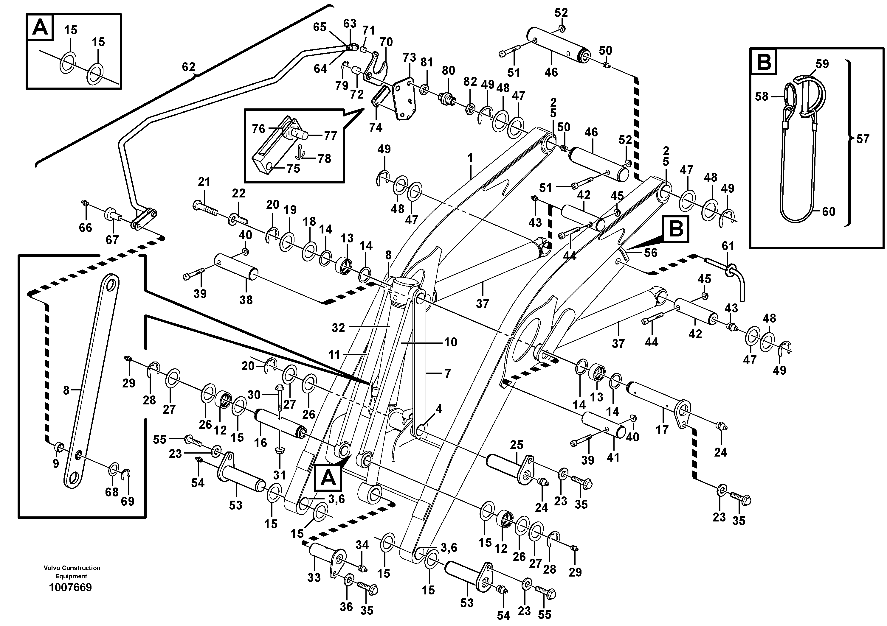 Lifting framework with assembly parts — volvo parts diagram