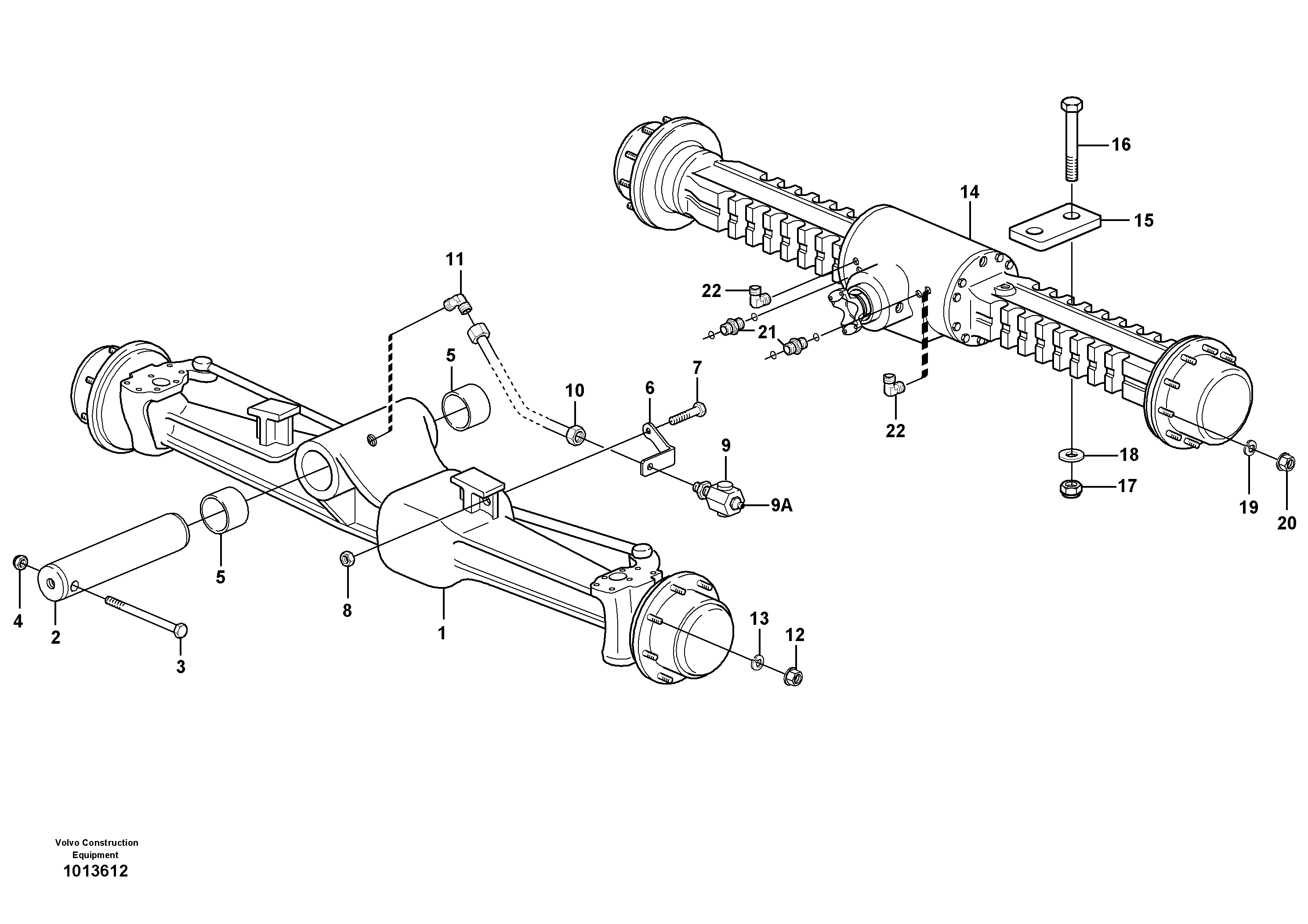 Planet axles with fitting parts  11891283, 11891289, 11891389, 11891390 — volvo parts diagram
