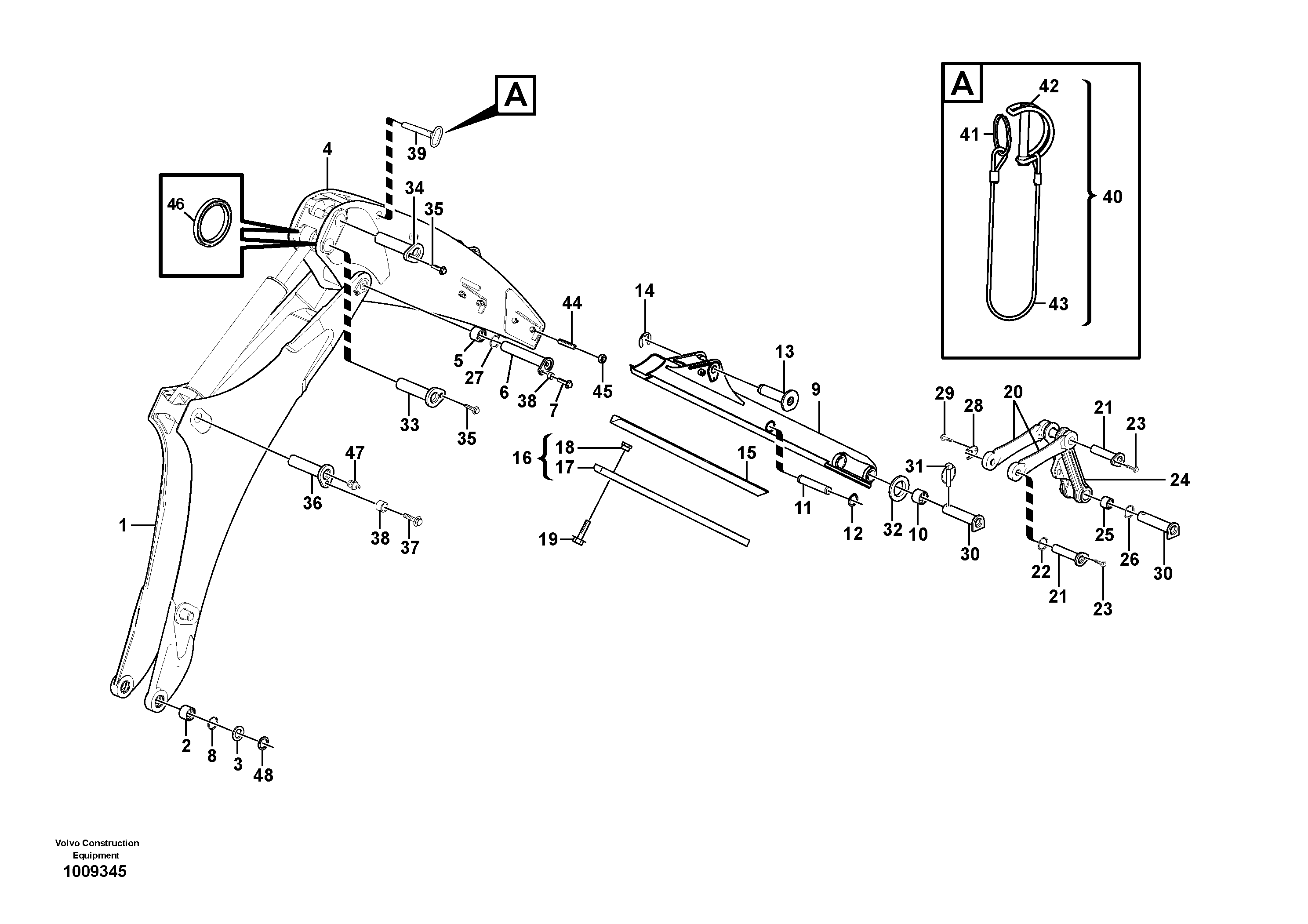 Excavator boom, exendible dipper arm  11891022 — volvo parts diagram
