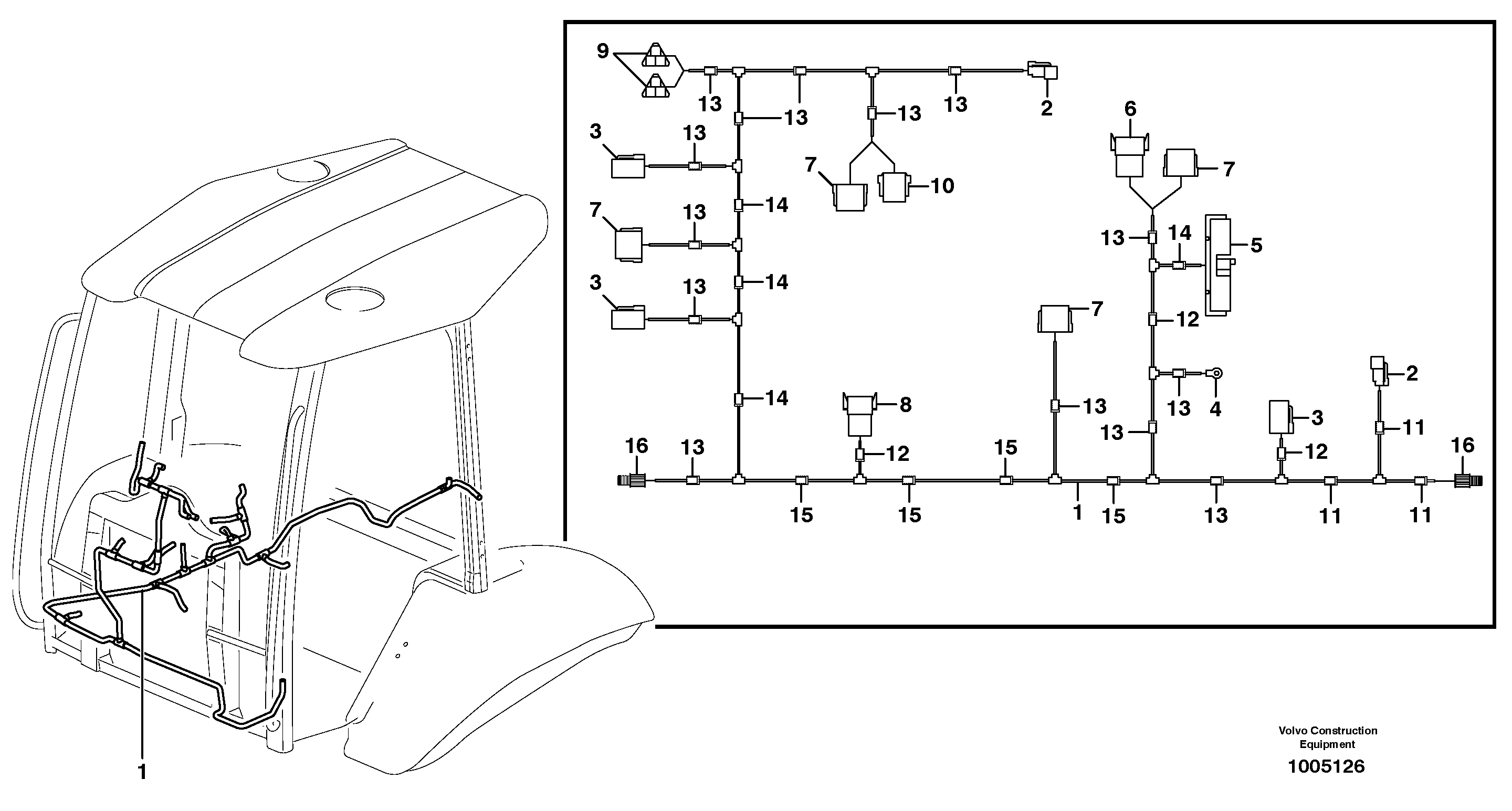 Cable harness, panel  SER NO -10704 — volvo parts diagram