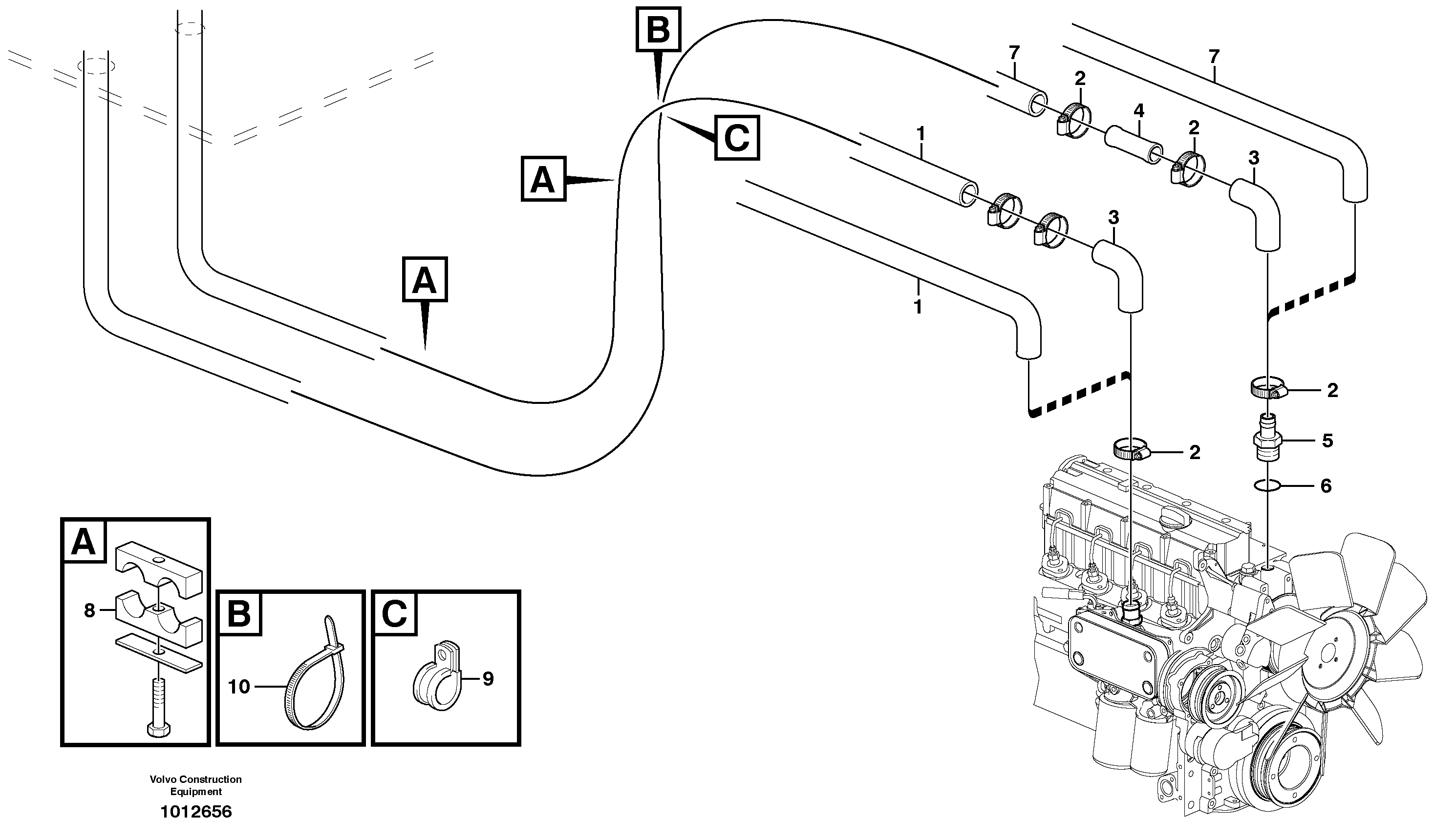 Cab heater with connectors  11298028, 11298196 — volvo parts diagram