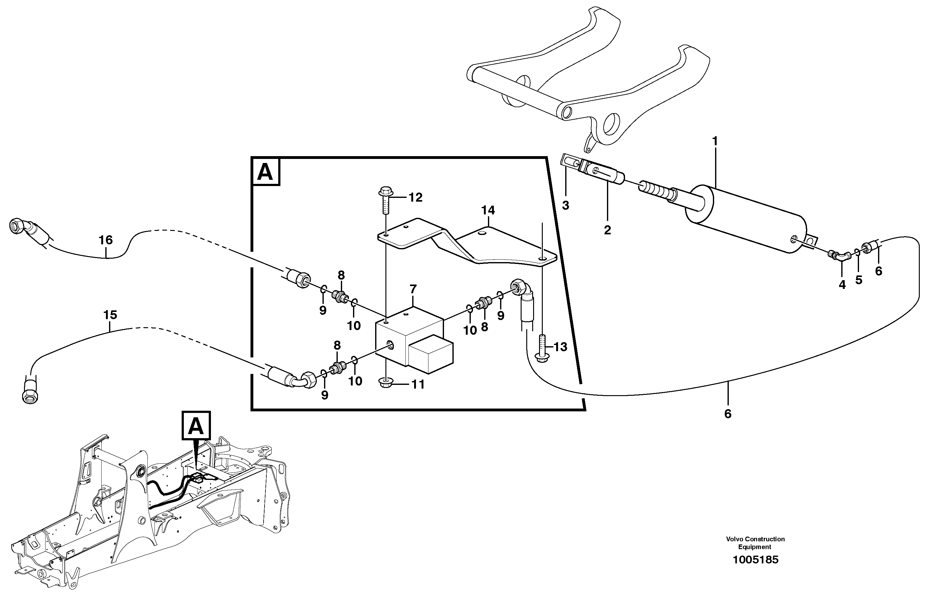 Hydraulic system, lock cylinder — volvo parts diagram