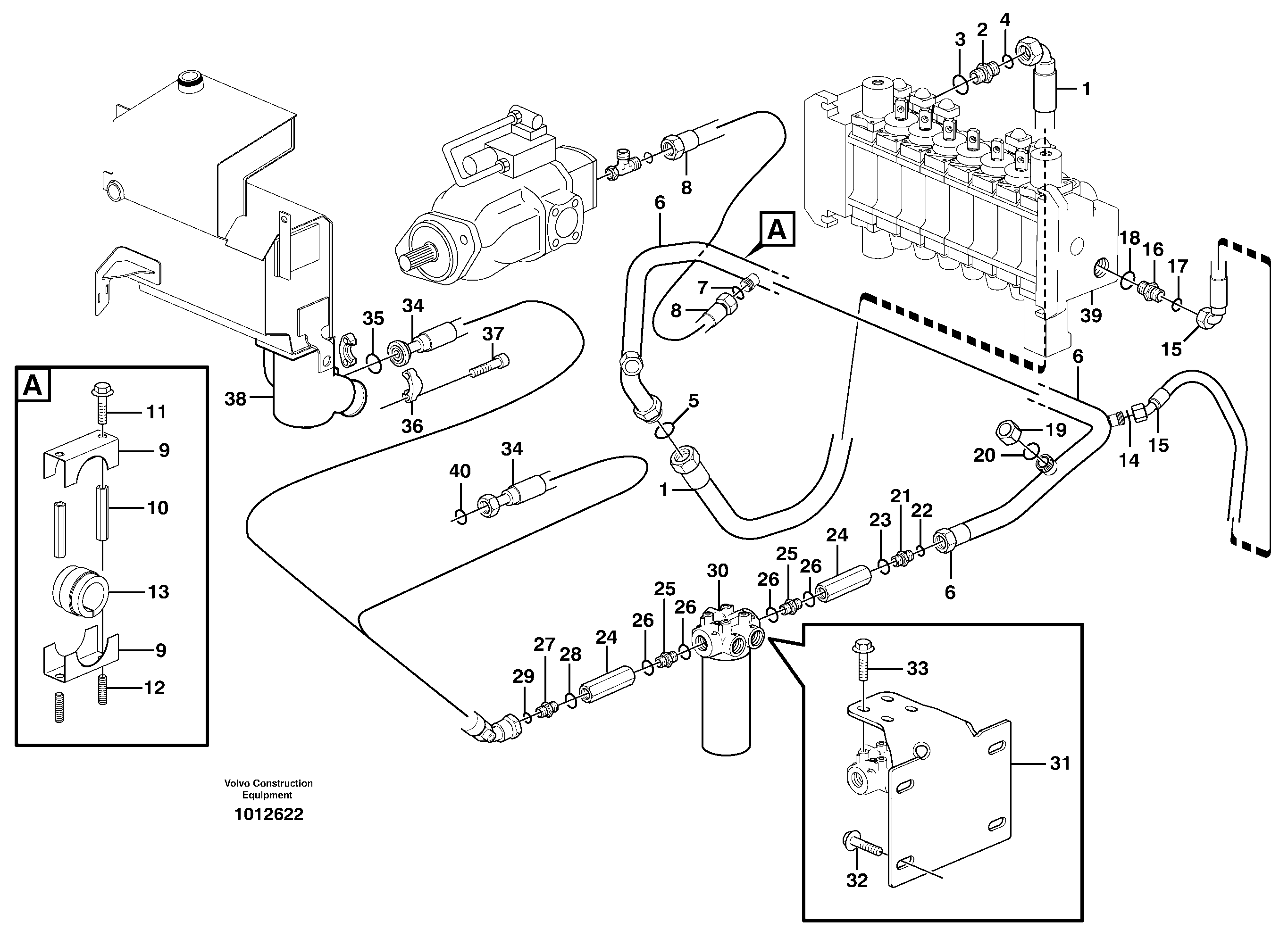 Hydraulic system, return line — volvo parts diagram