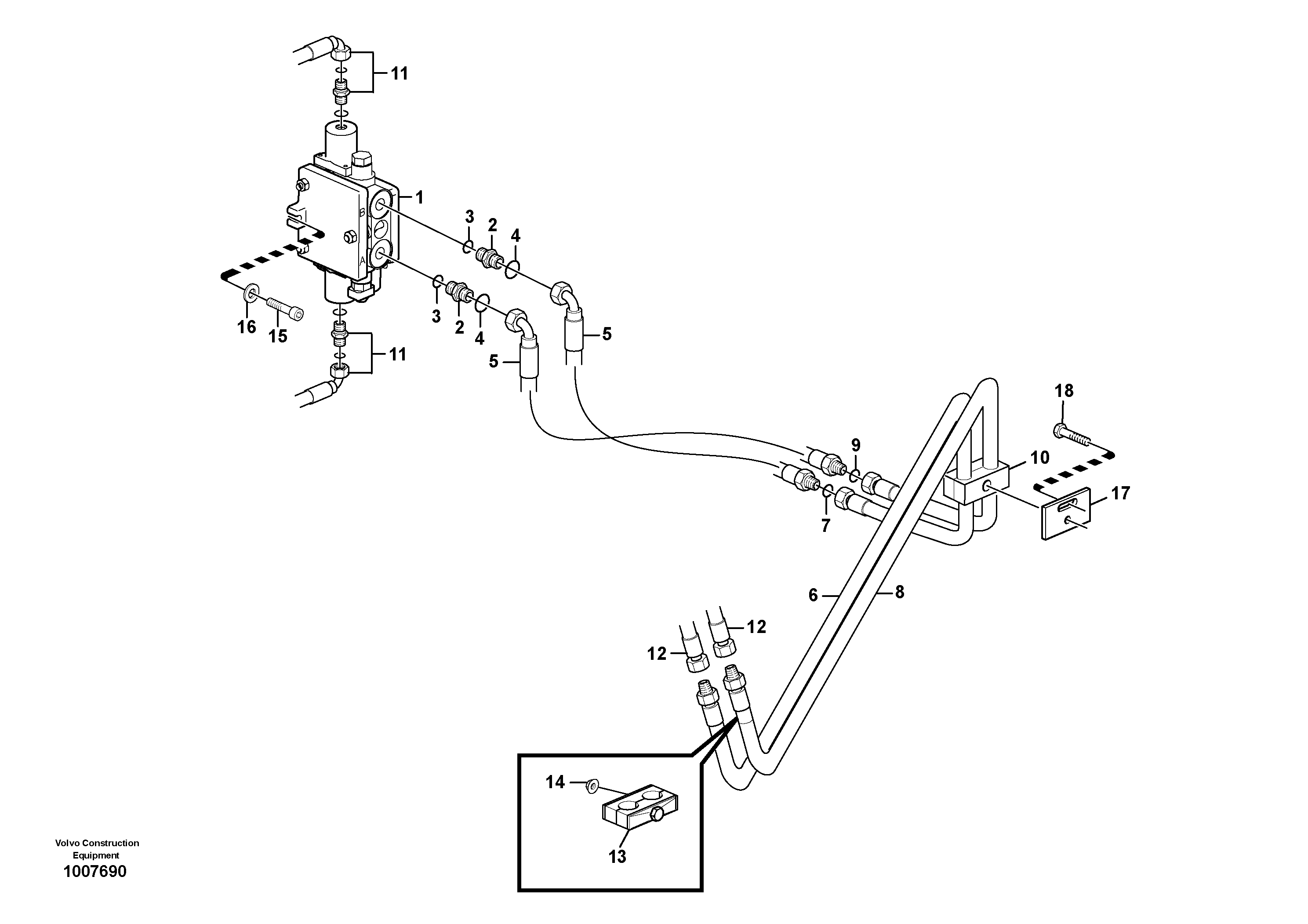 Hydraulic system, combi-bucket — volvo parts diagram