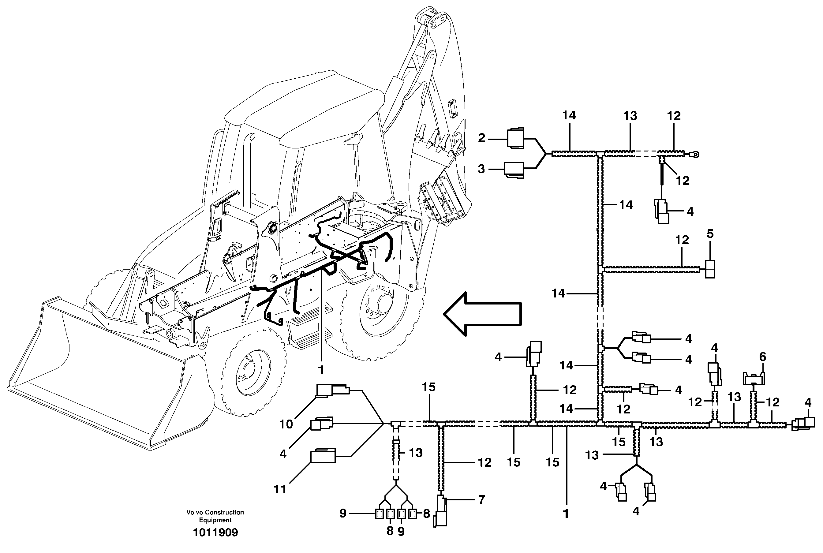 Cable harness rear valve block — volvo parts diagram
