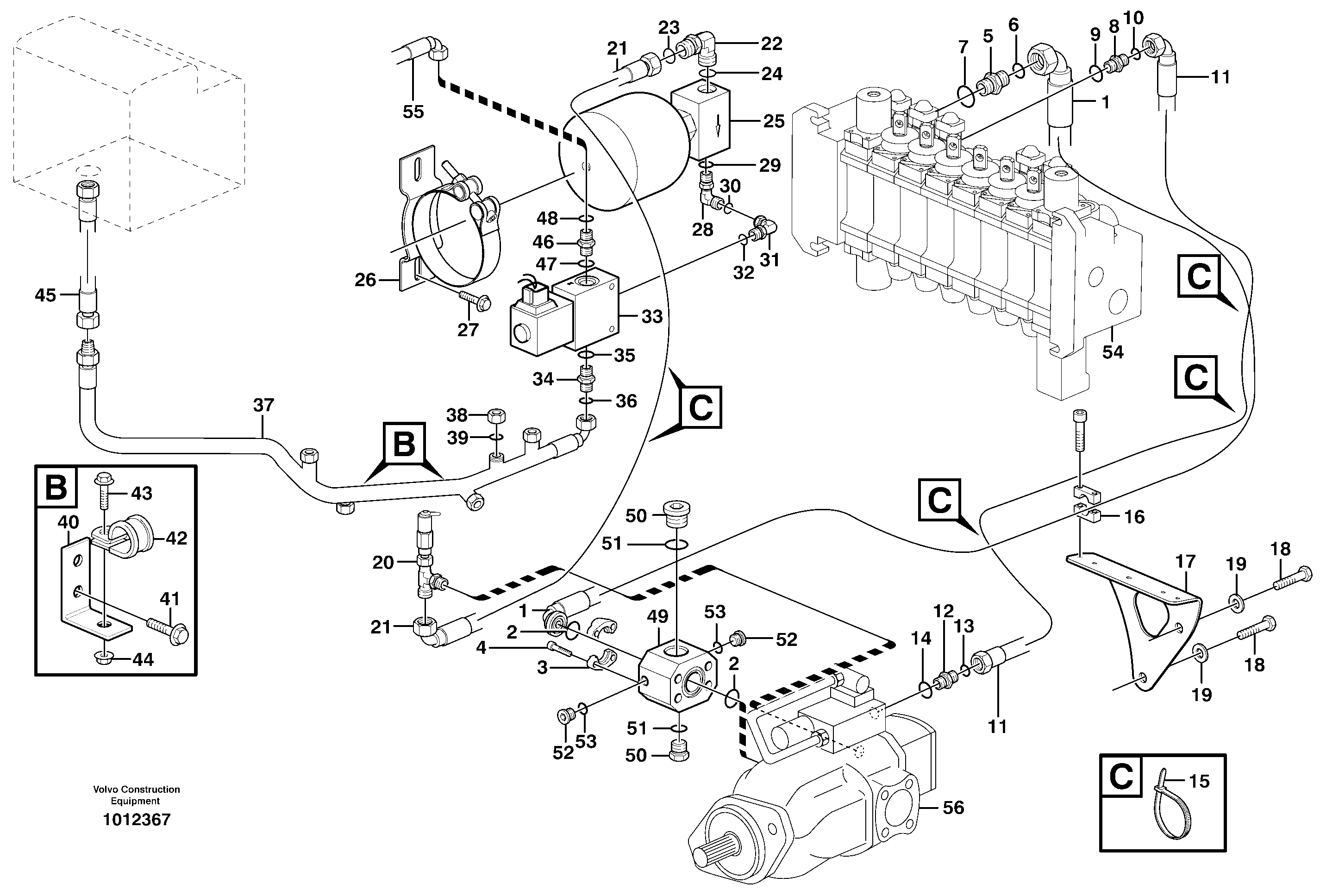 Hydraulic system, feed line — volvo parts diagram