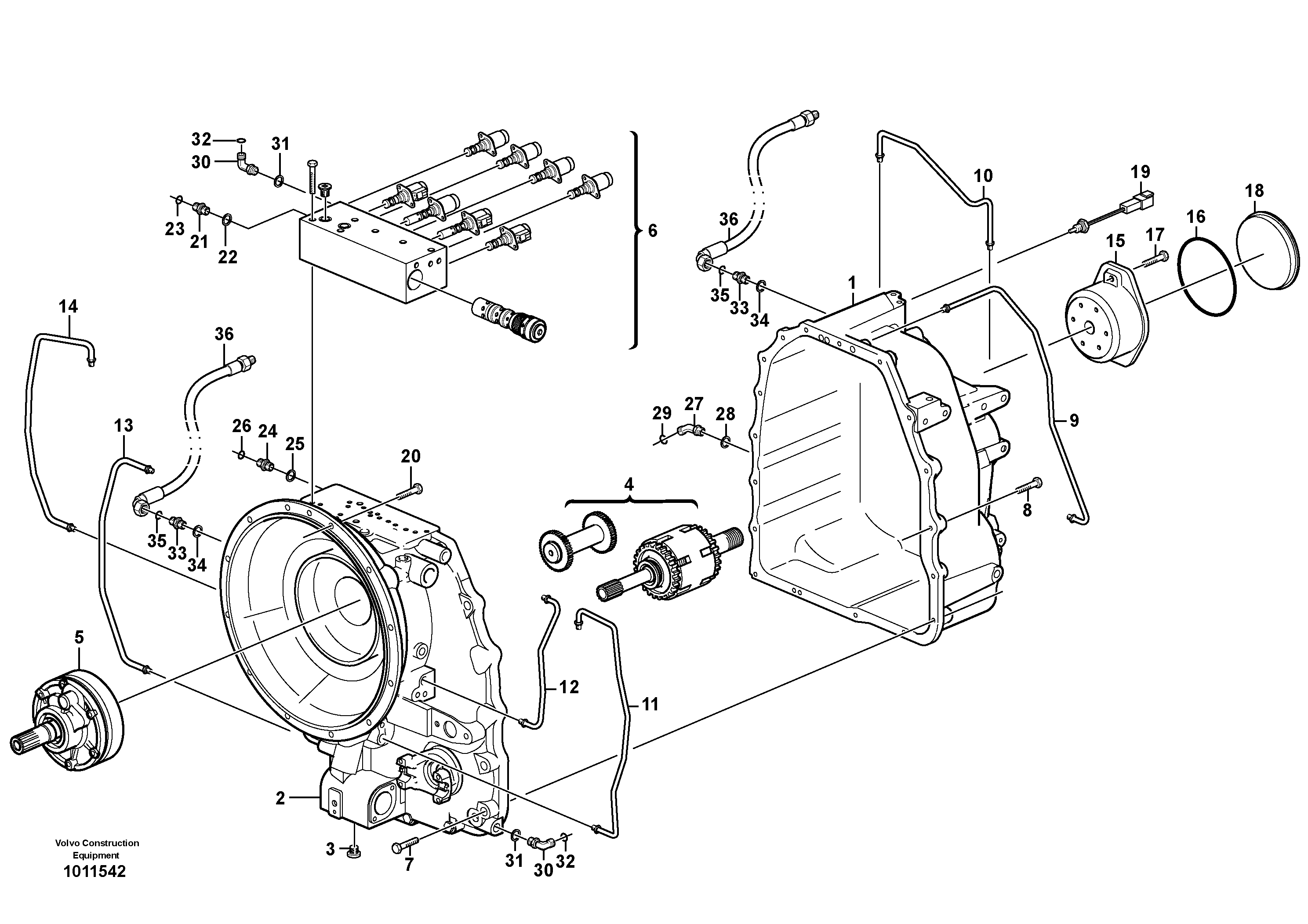 Hydraulic transmission with fitting parts  11891255 — volvo parts diagram