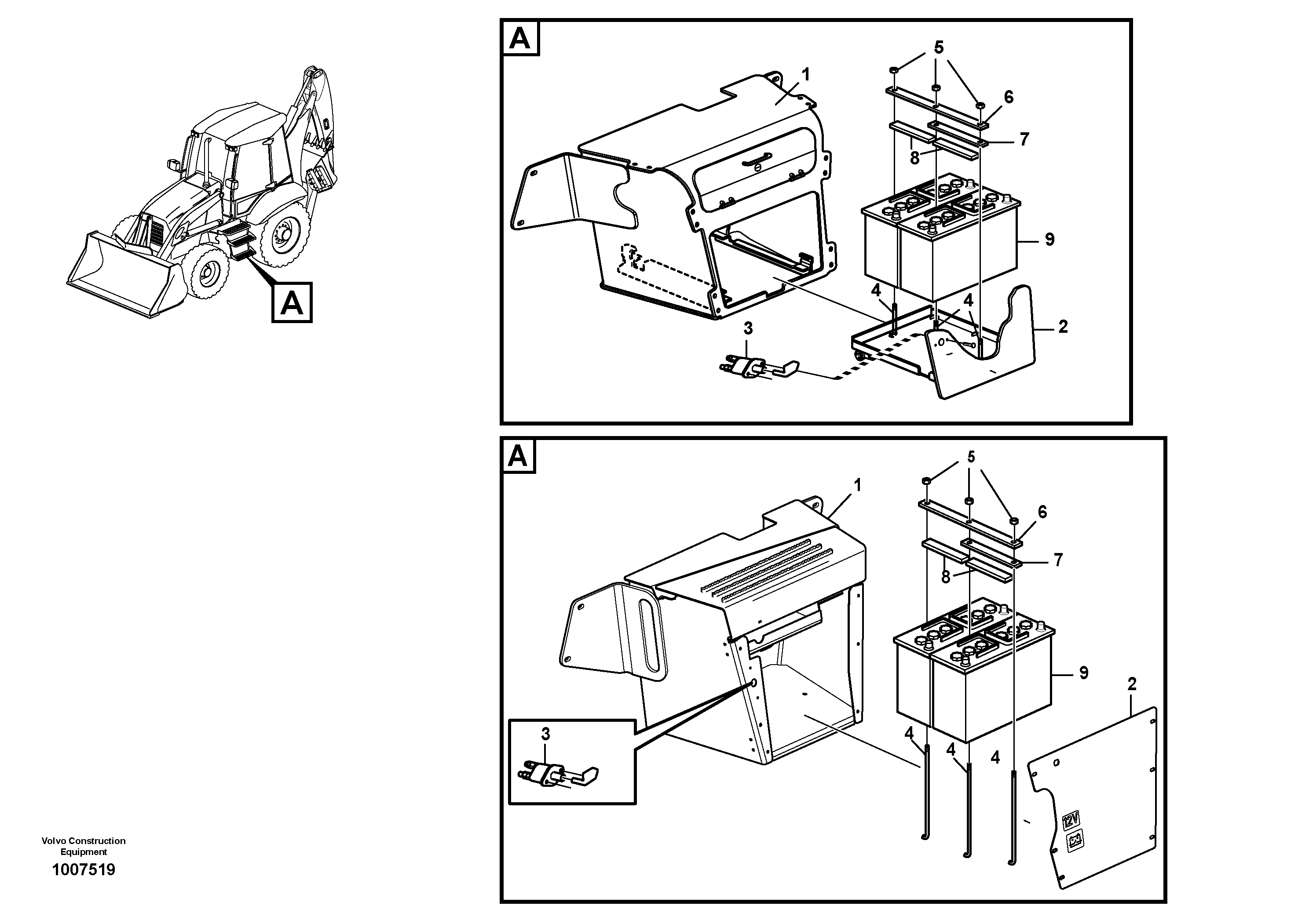 Battery box with fitting parts — volvo parts diagram