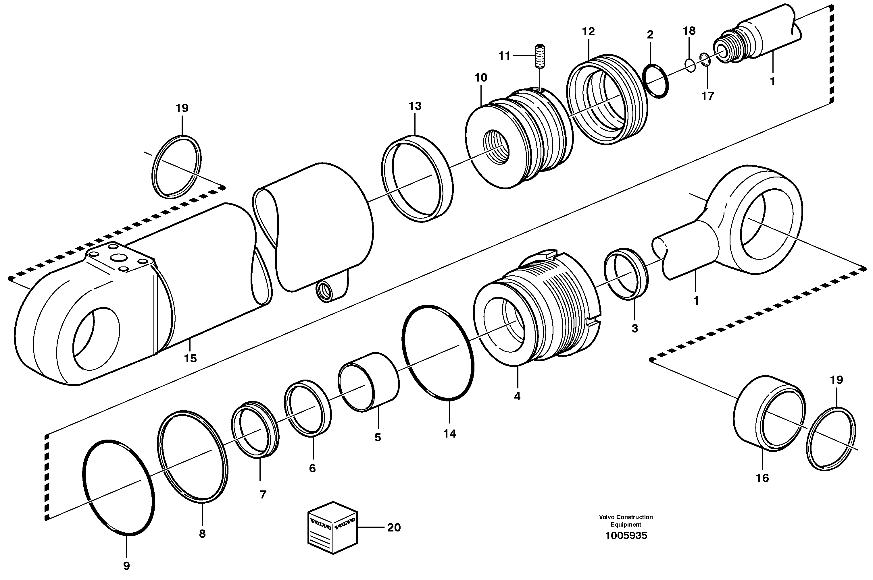 Boom cylinder  11891005, 11891041, 11891022, 11891441 — volvo parts diagram