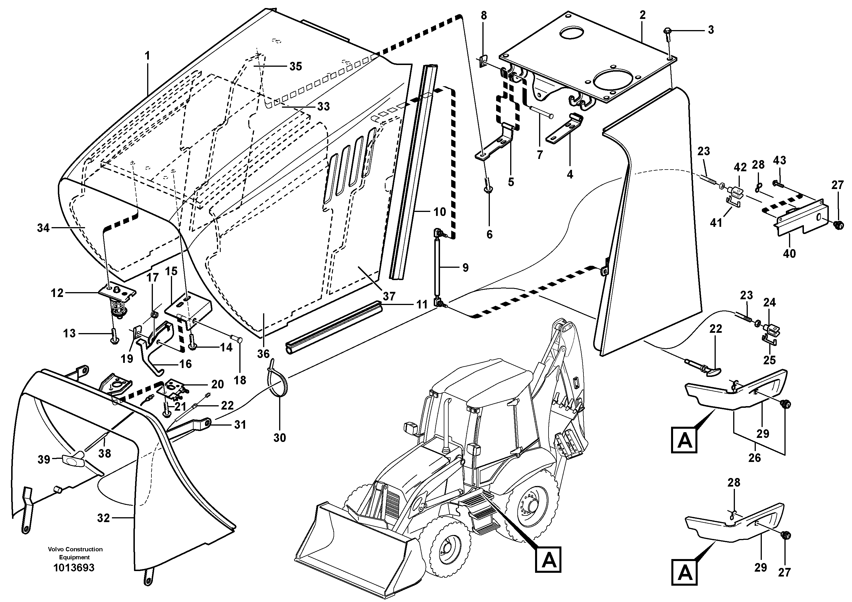 Engine hood — volvo parts diagram