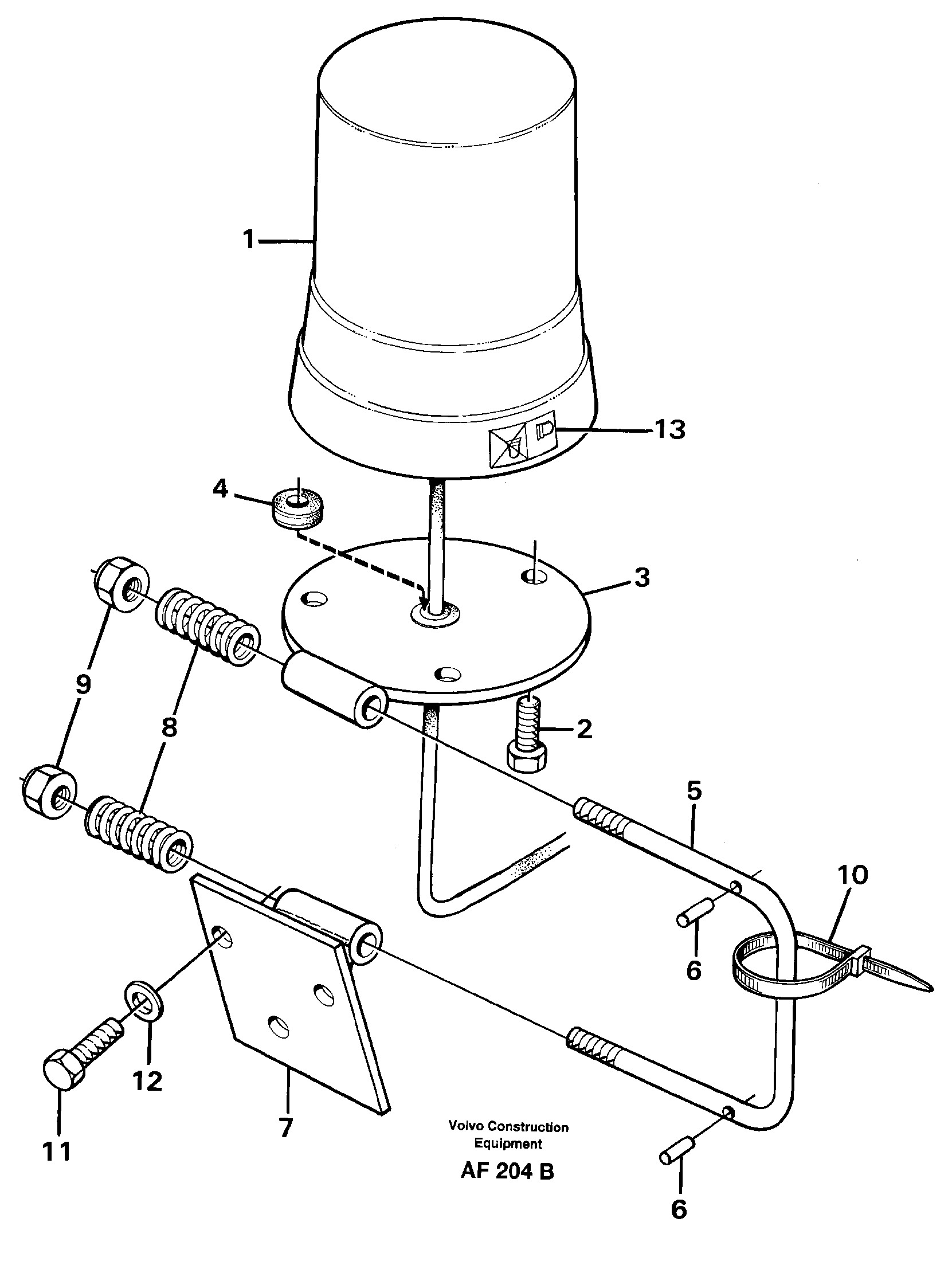Revolving warning light.  91896 — volvo parts diagram