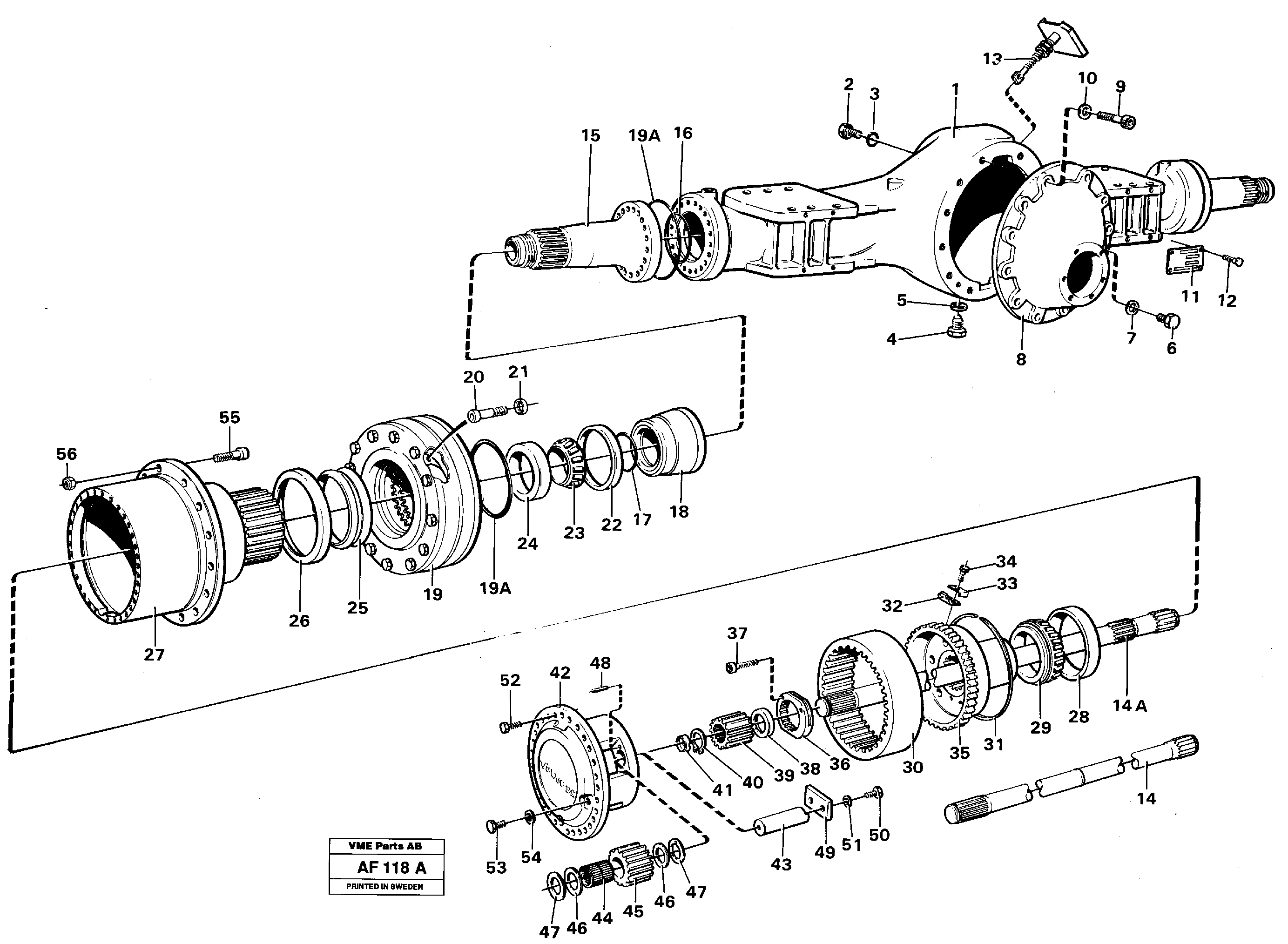 Planet shaft, front  AH70N — volvo parts diagram