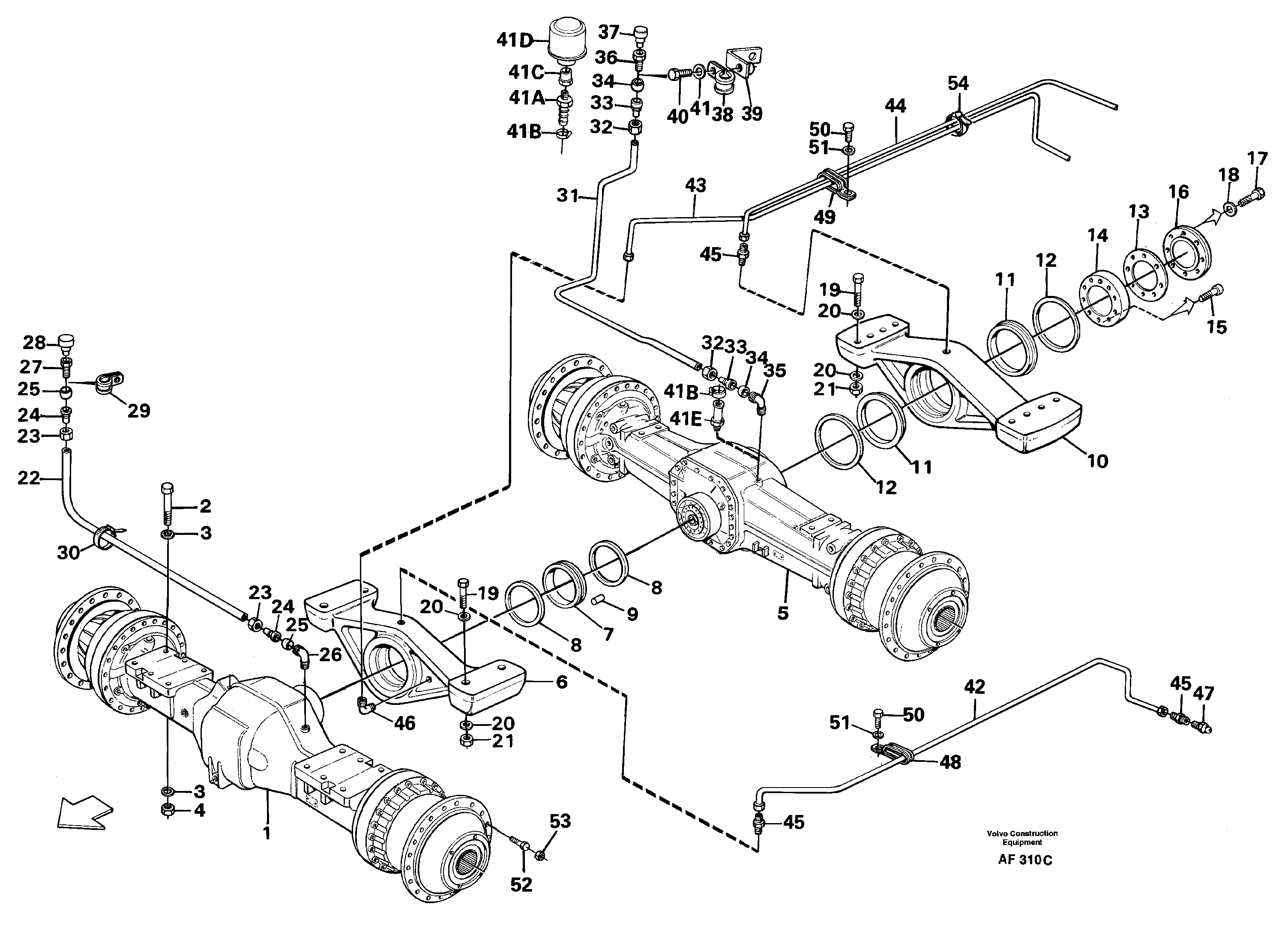 Planet shafts with fitting parts  SER NO 1234 - / SER NO 60097 - USA,   AWB40 — volvo parts diagram