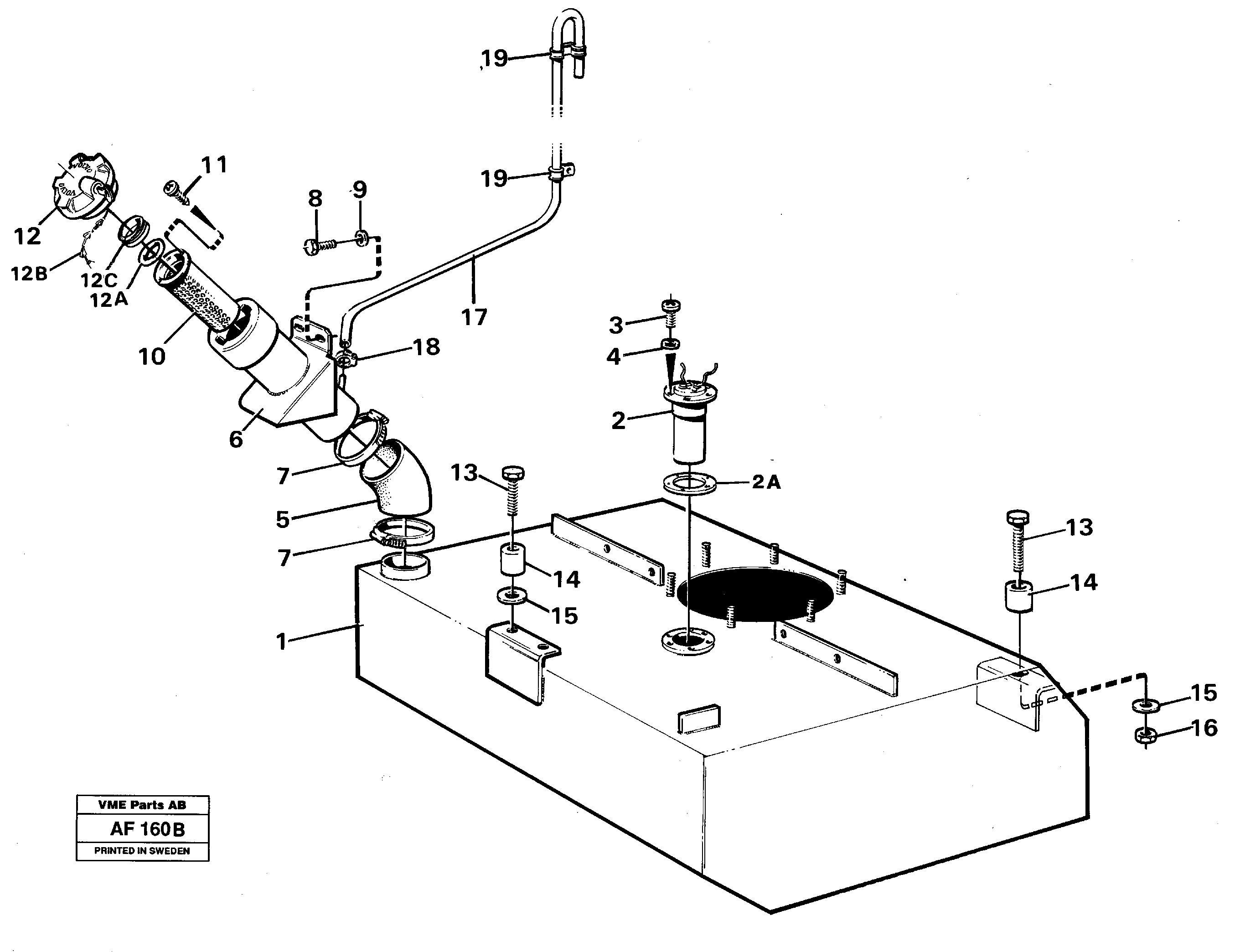 Fuel tank with fitting parts — volvo parts diagram