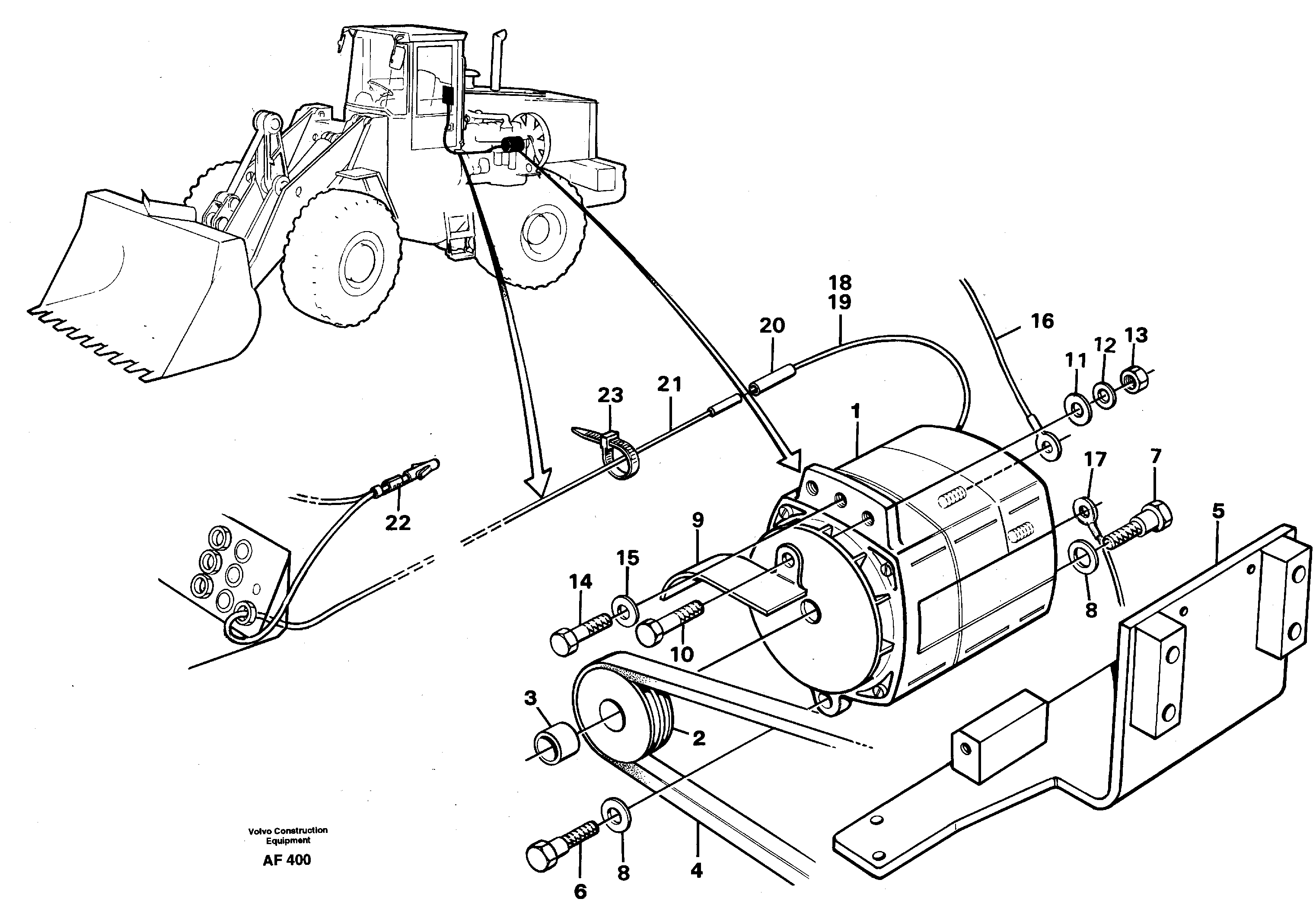 Alternator with fitting parts, 100A. 92671 — volvo parts diagram