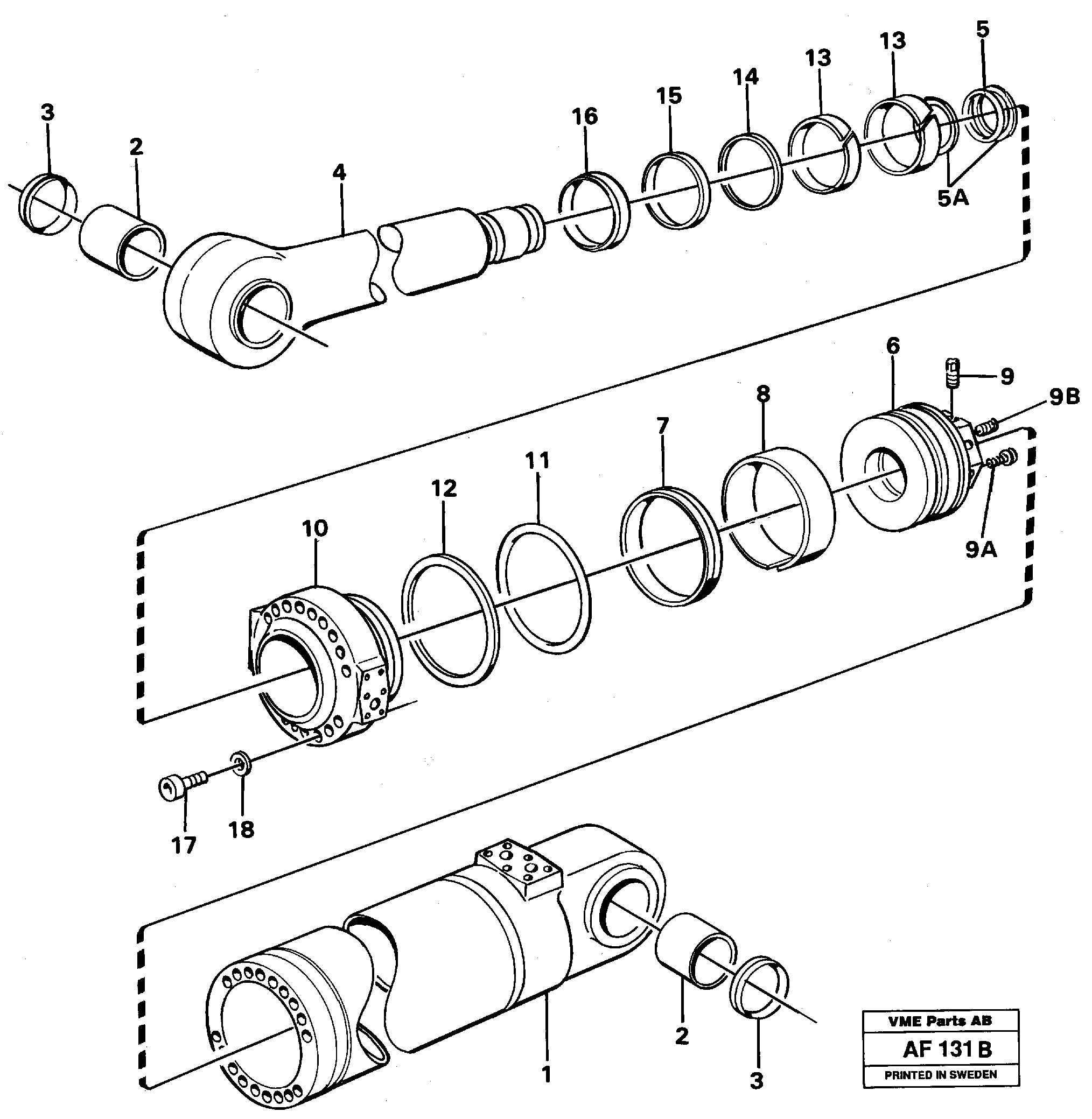 Hydraulic cylinder, tilt  STD,   USA,   94575,   94610 — volvo parts diagram