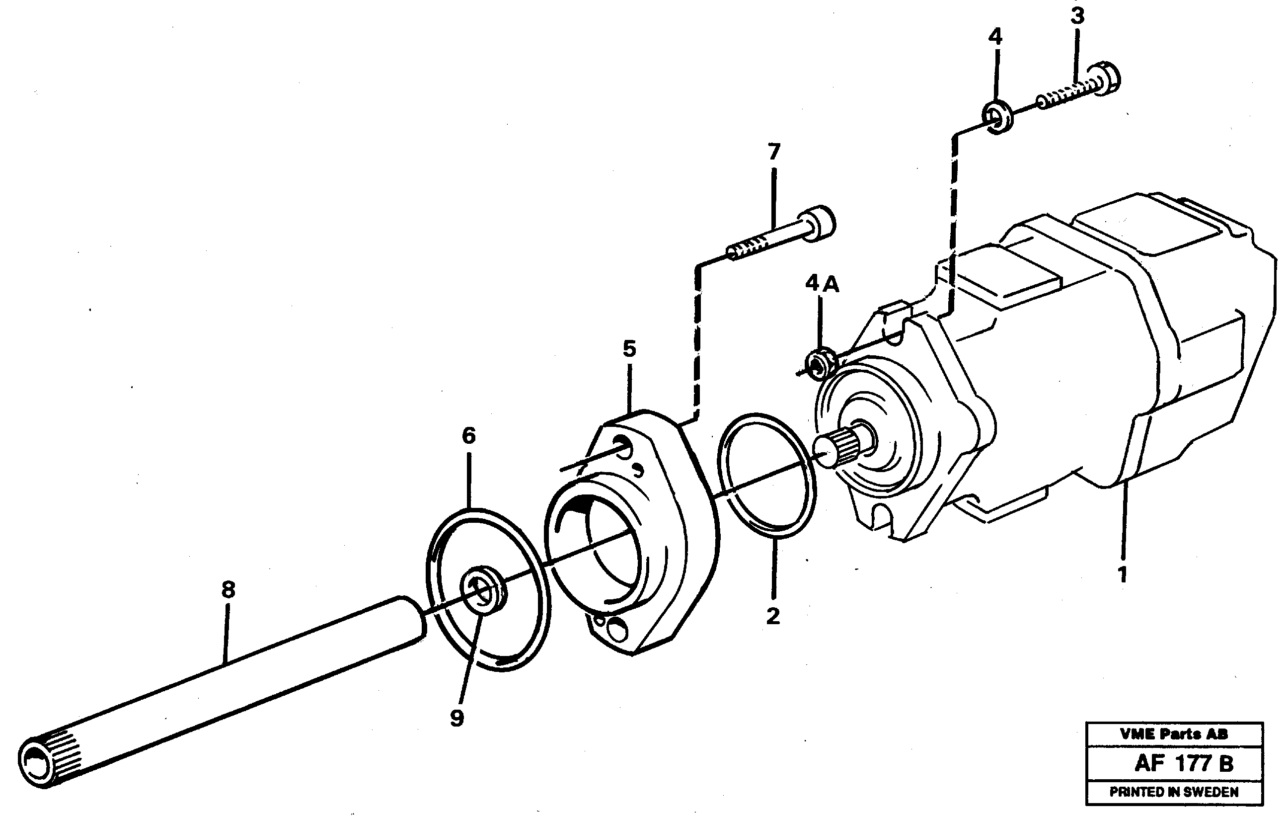 Hydraulic pump with fitting parts — volvo parts diagram