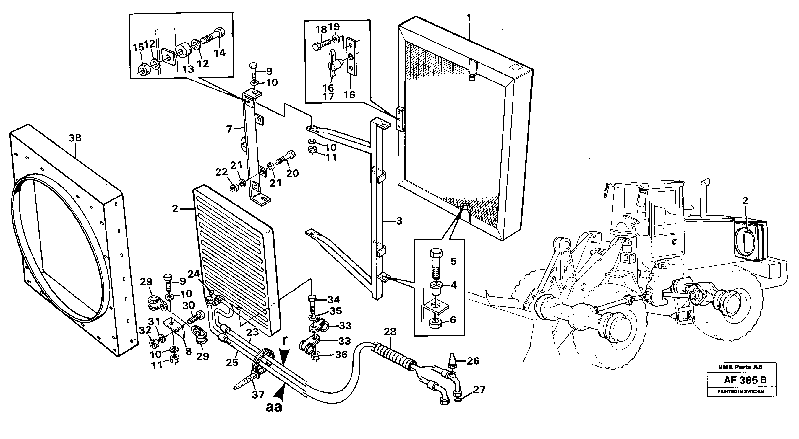 Condenser with fitting parts.  92792,   93448 — volvo parts diagram