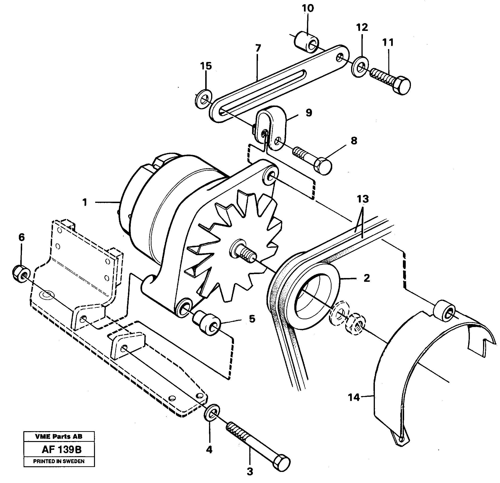 Alternator with assembling details — volvo parts diagram