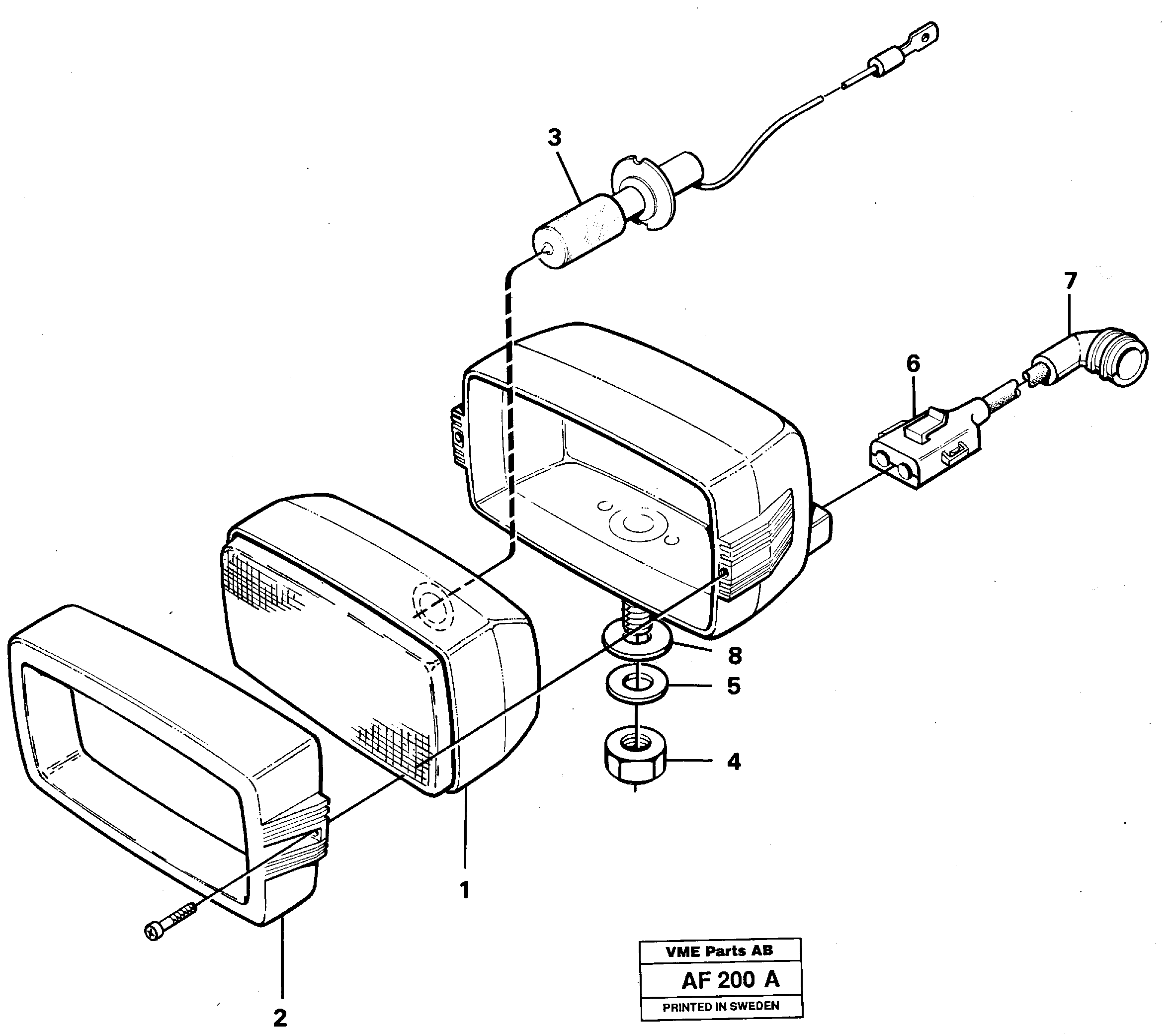 Work lights, front. 91847 — volvo parts diagram