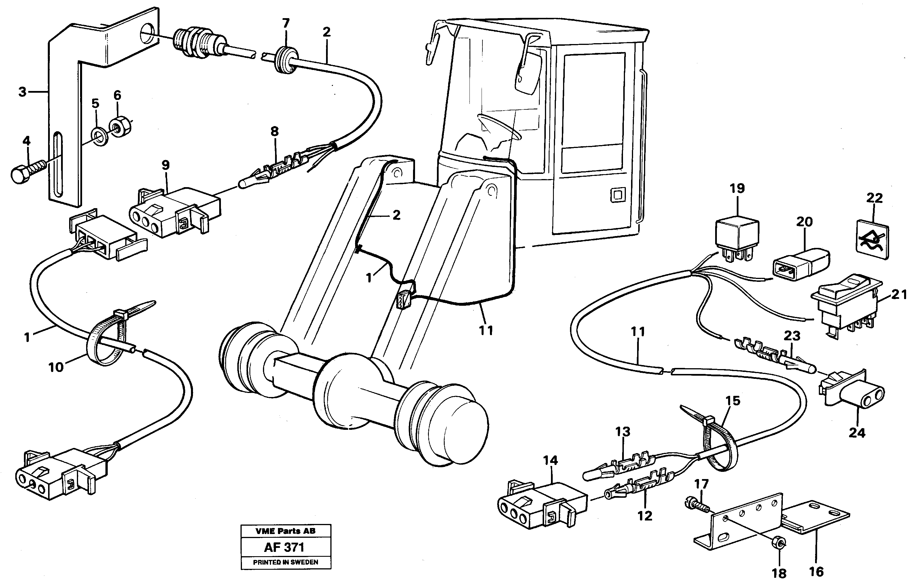 Cable harness, automatic float position.  92568 — volvo parts diagram