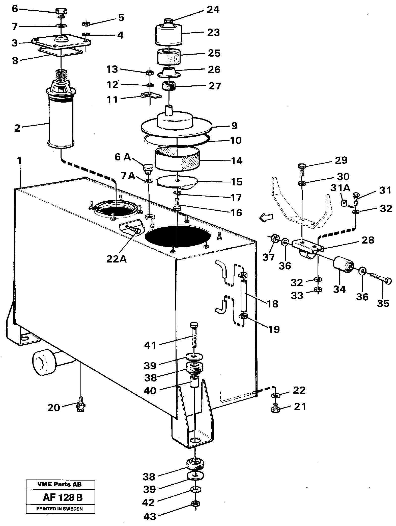 Hydraulic fluid tank.  SER NO 2081 - /   SER NO 60501 - USA — volvo parts diagram
