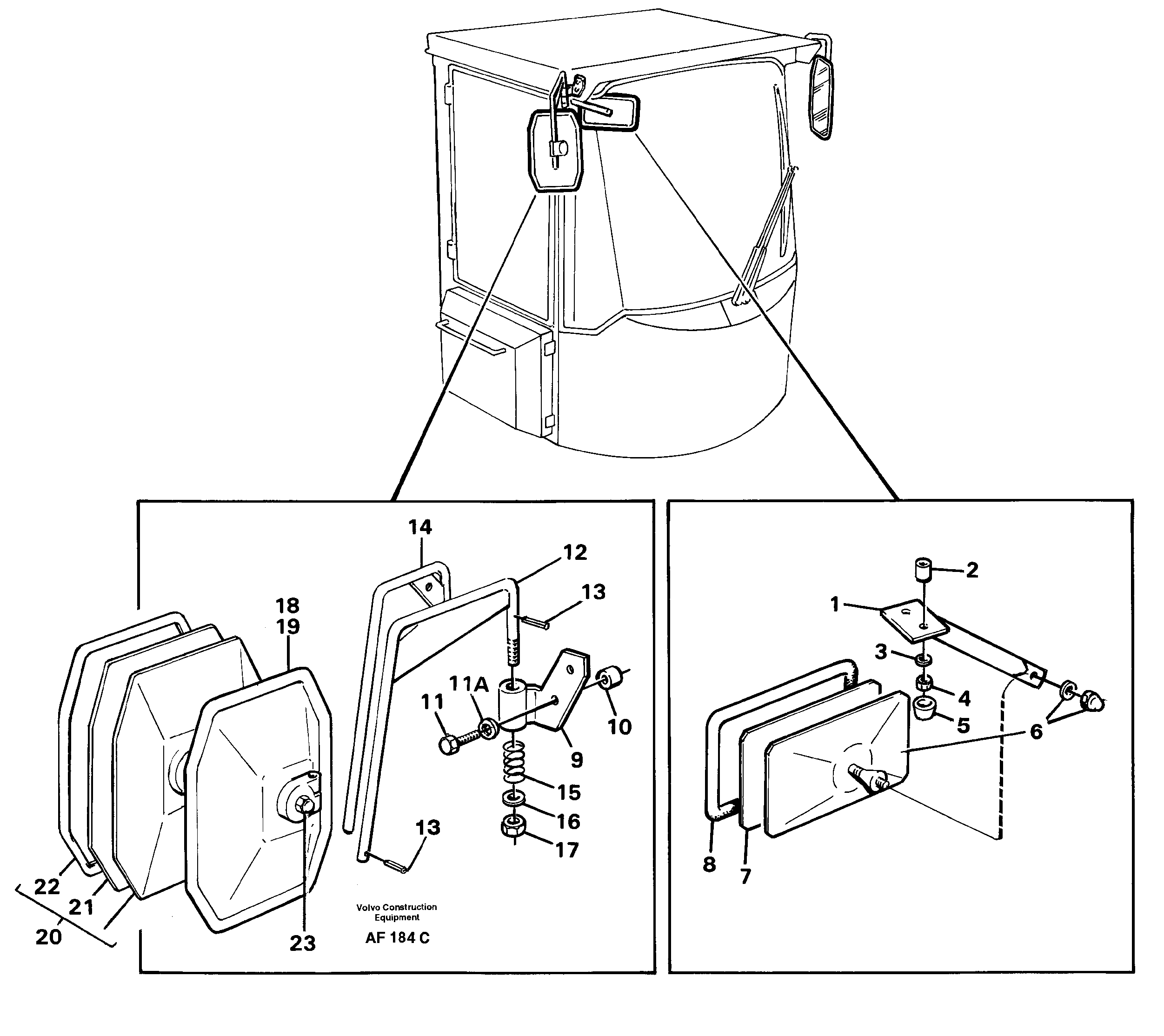 Rear view mirror — volvo parts diagram