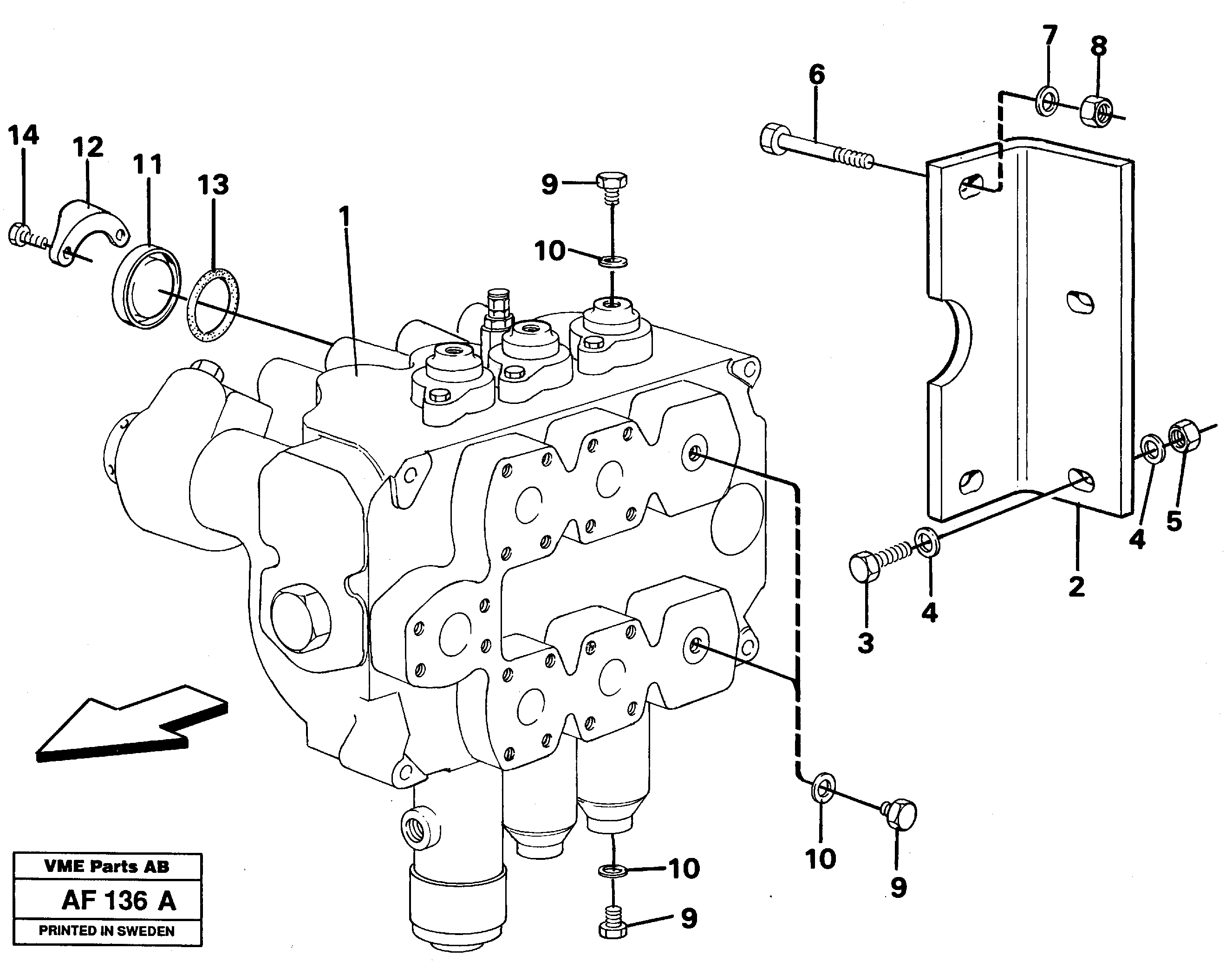 Control valve with fitting parts. — volvo parts diagram