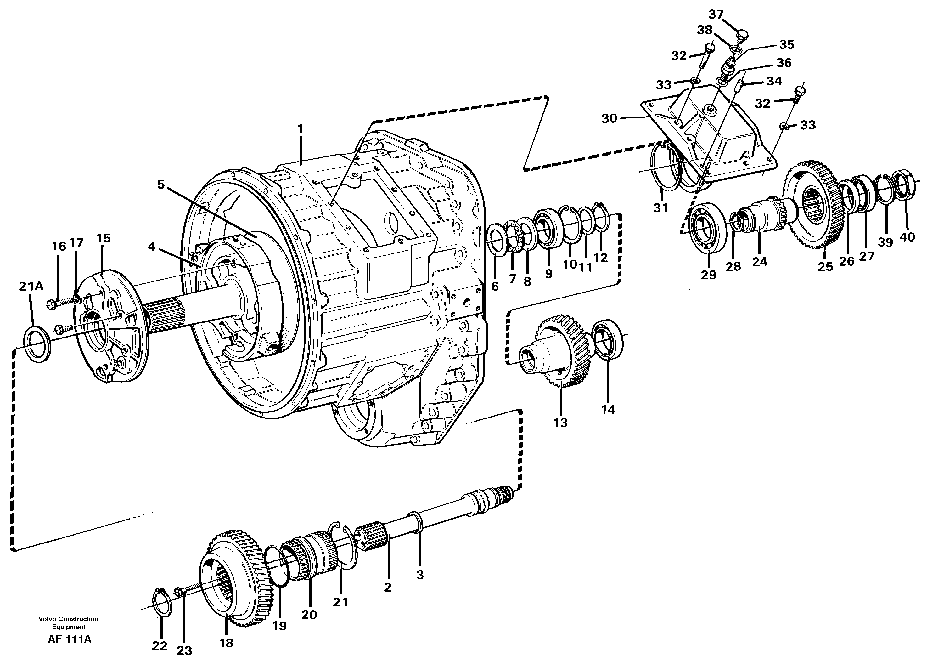 Converter housing, gears and shafts — volvo parts diagram
