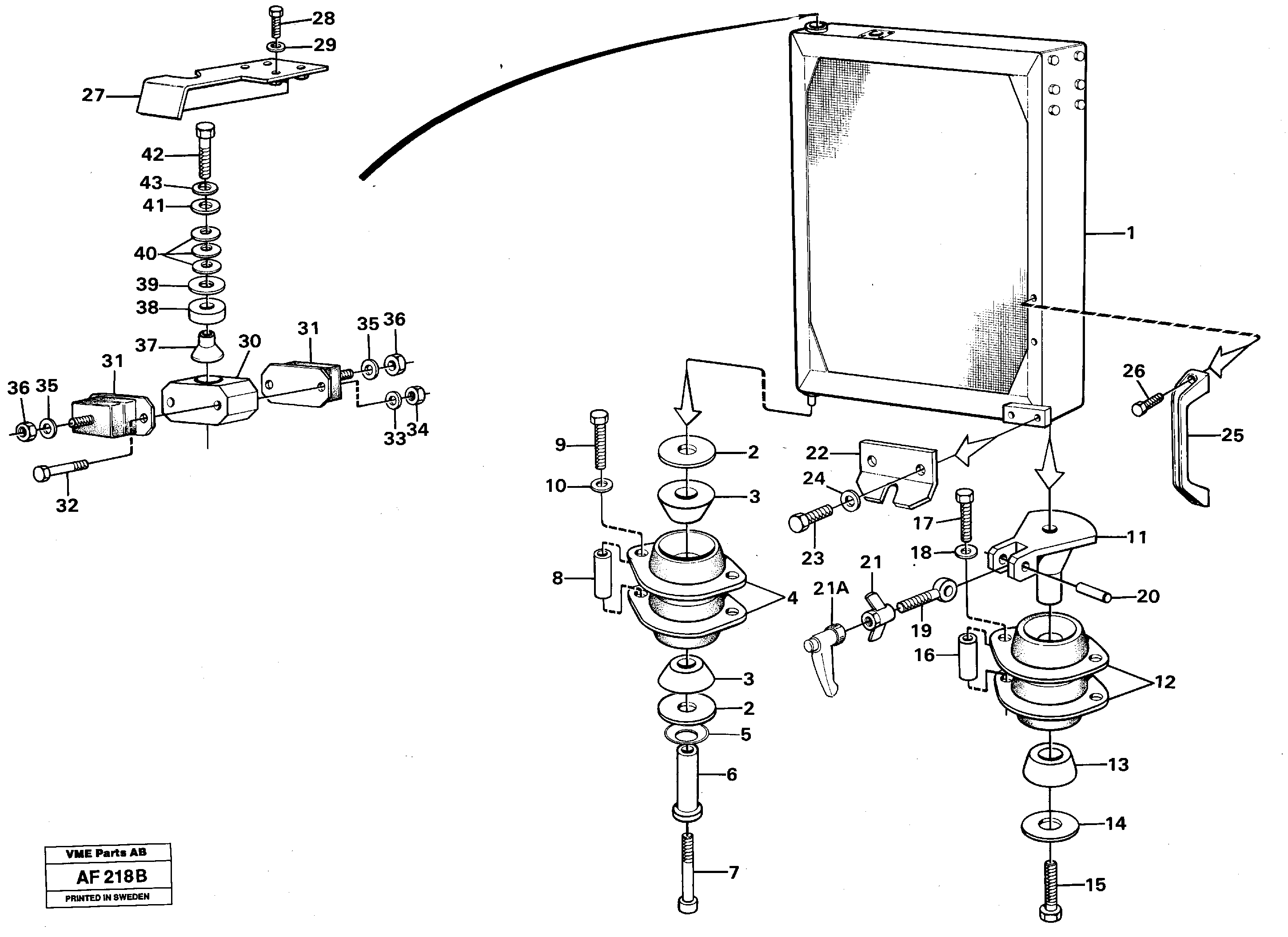 Radiator with fitting parts — volvo parts diagram
