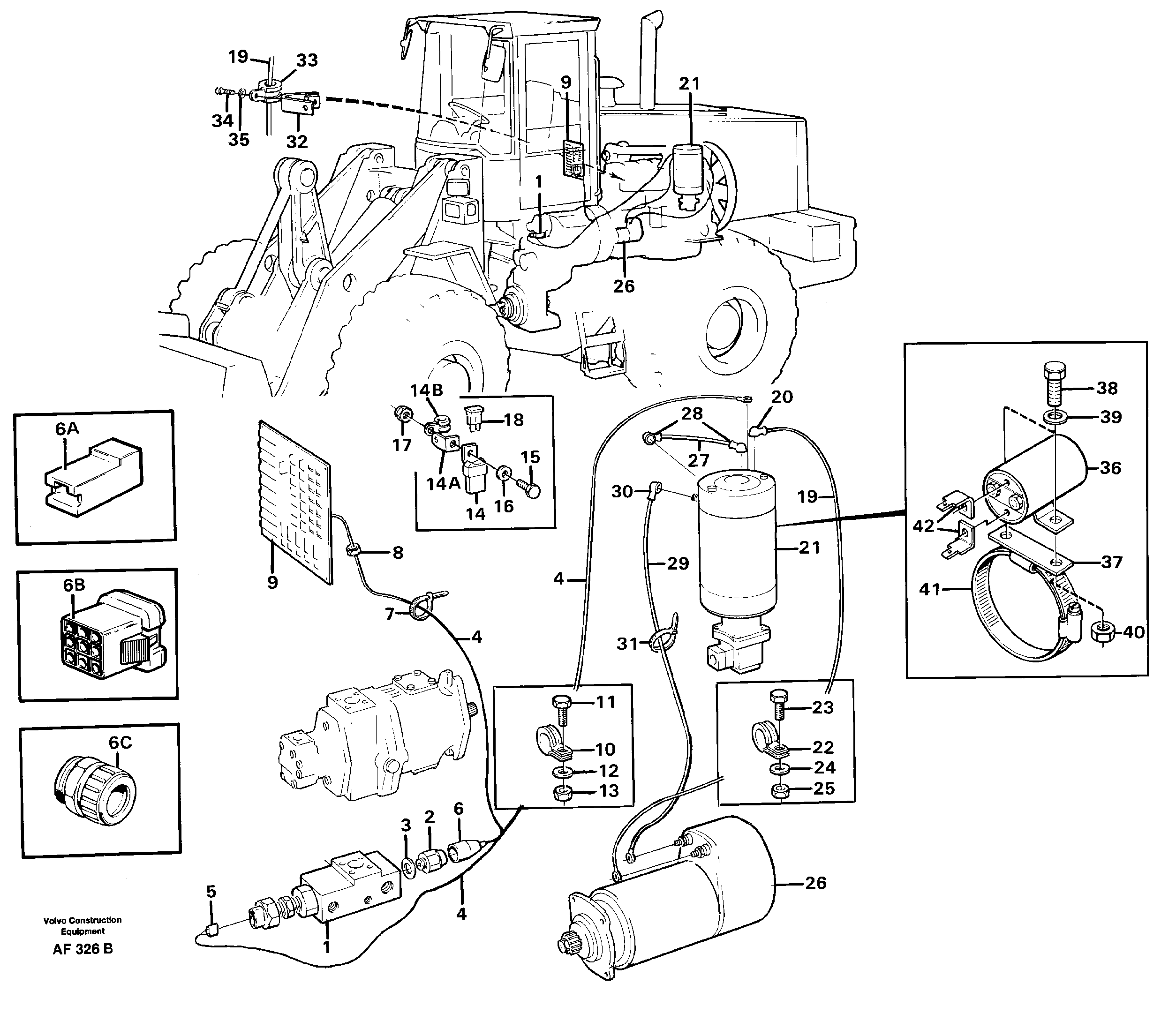 Cable harness, secondary steering system.  92107 SER NO 1241 - / SER NO 60157 - USA, 93500 — volvo parts diagram