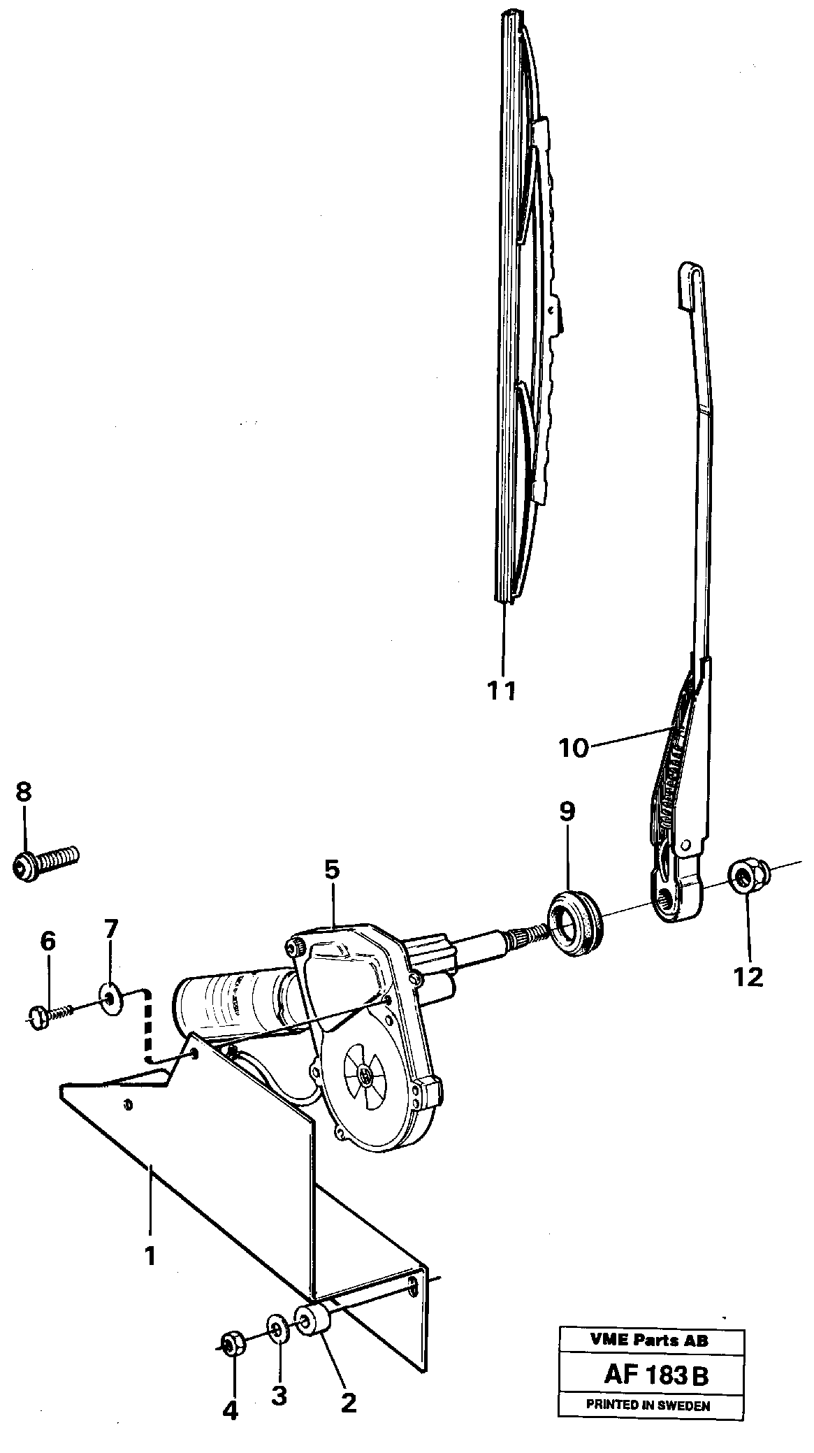Windshield wiper, rear — volvo parts diagram