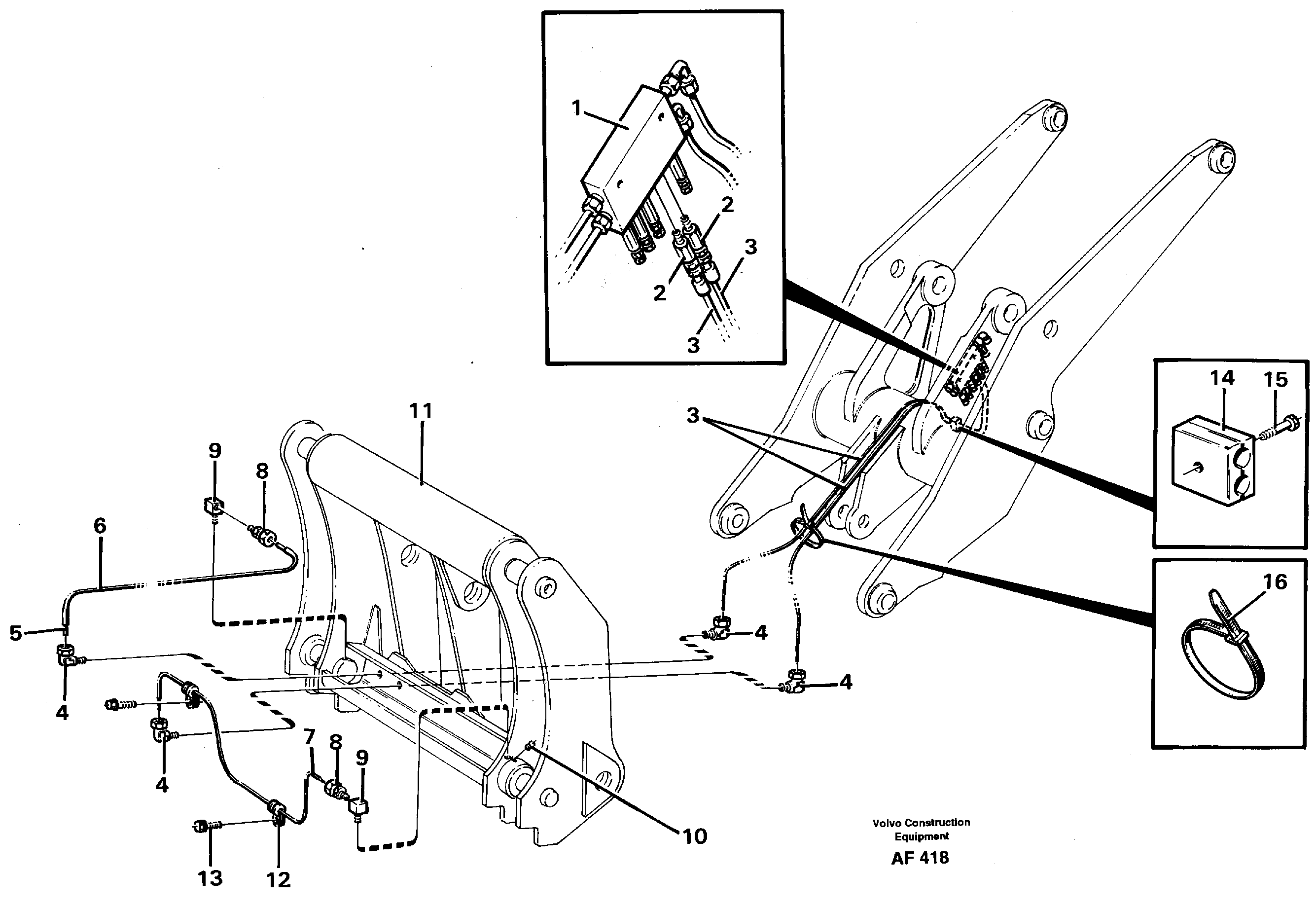 Central lubrication for tool bar.  94804 — volvo parts diagram